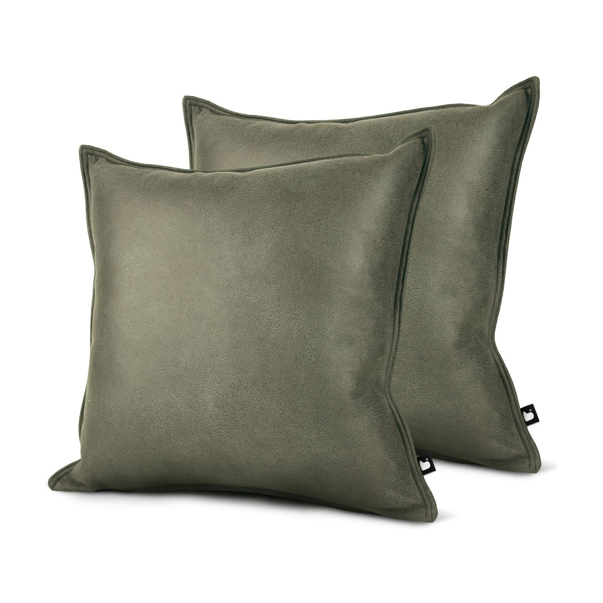Set of 2 Lux Faux Leather Slate Square Cushions 50x50cm - twin pack