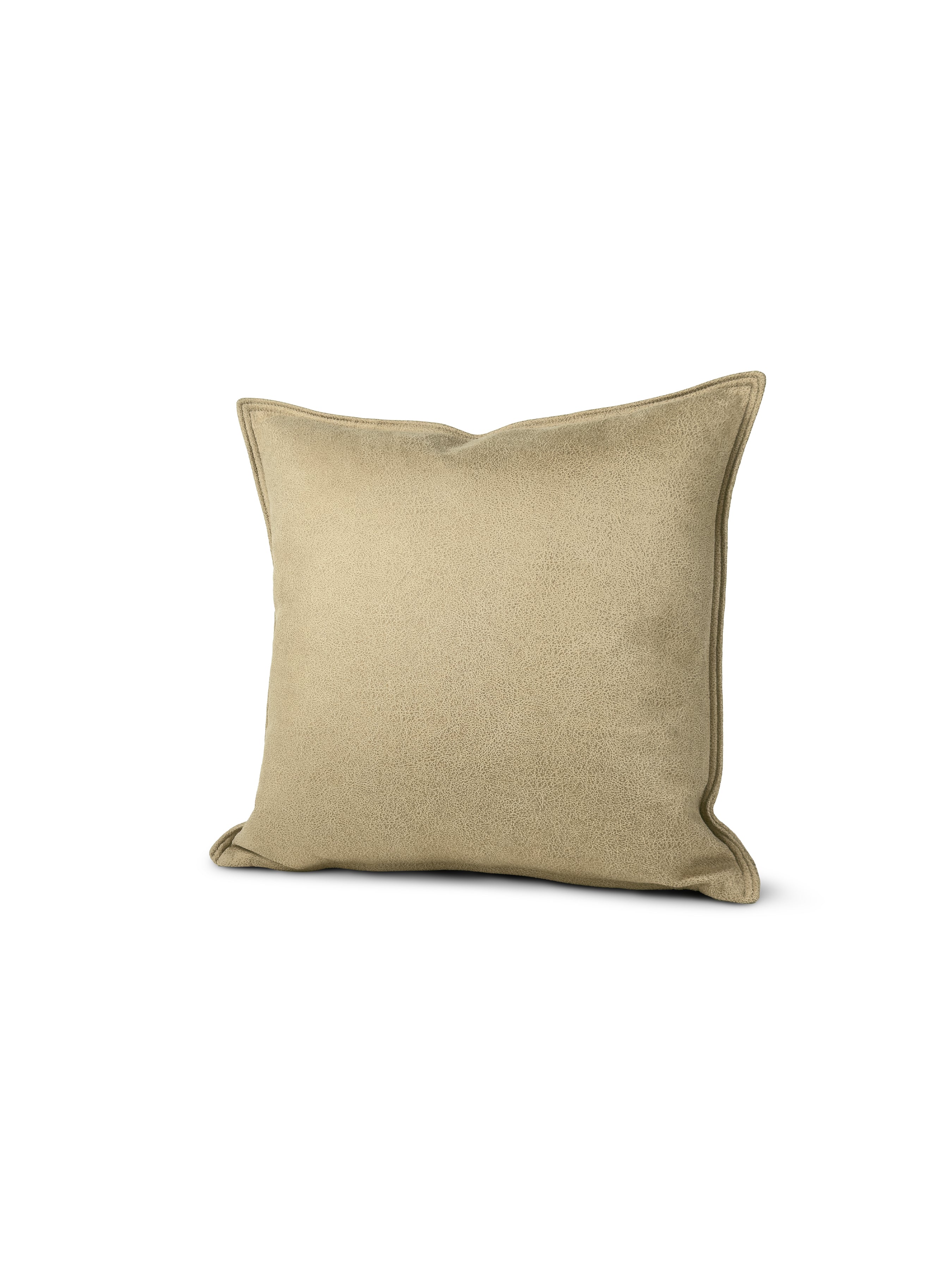 Set of 2 Extreme Lounging Lux Faux Leather Latte Cushions 50 x 50cm - individual cushion front view