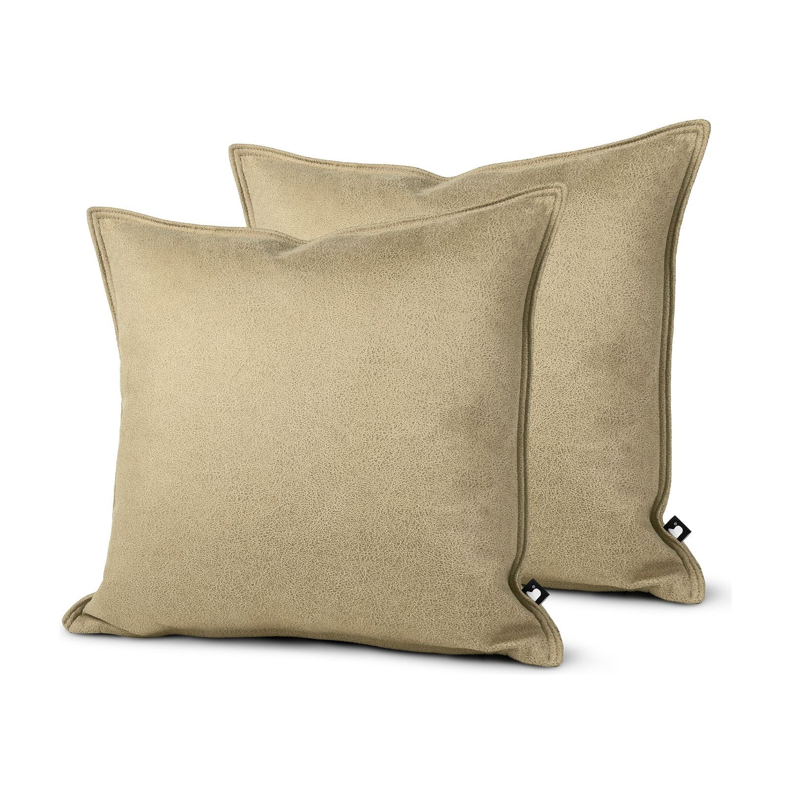 Set of 2 Lux Faux Leather Latte Square Cushions 50x50cm - twin pack