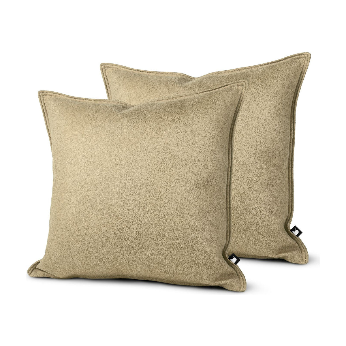 Set of 2 Lux Faux Leather Latte Square Cushions 50x50cm - twin pack
