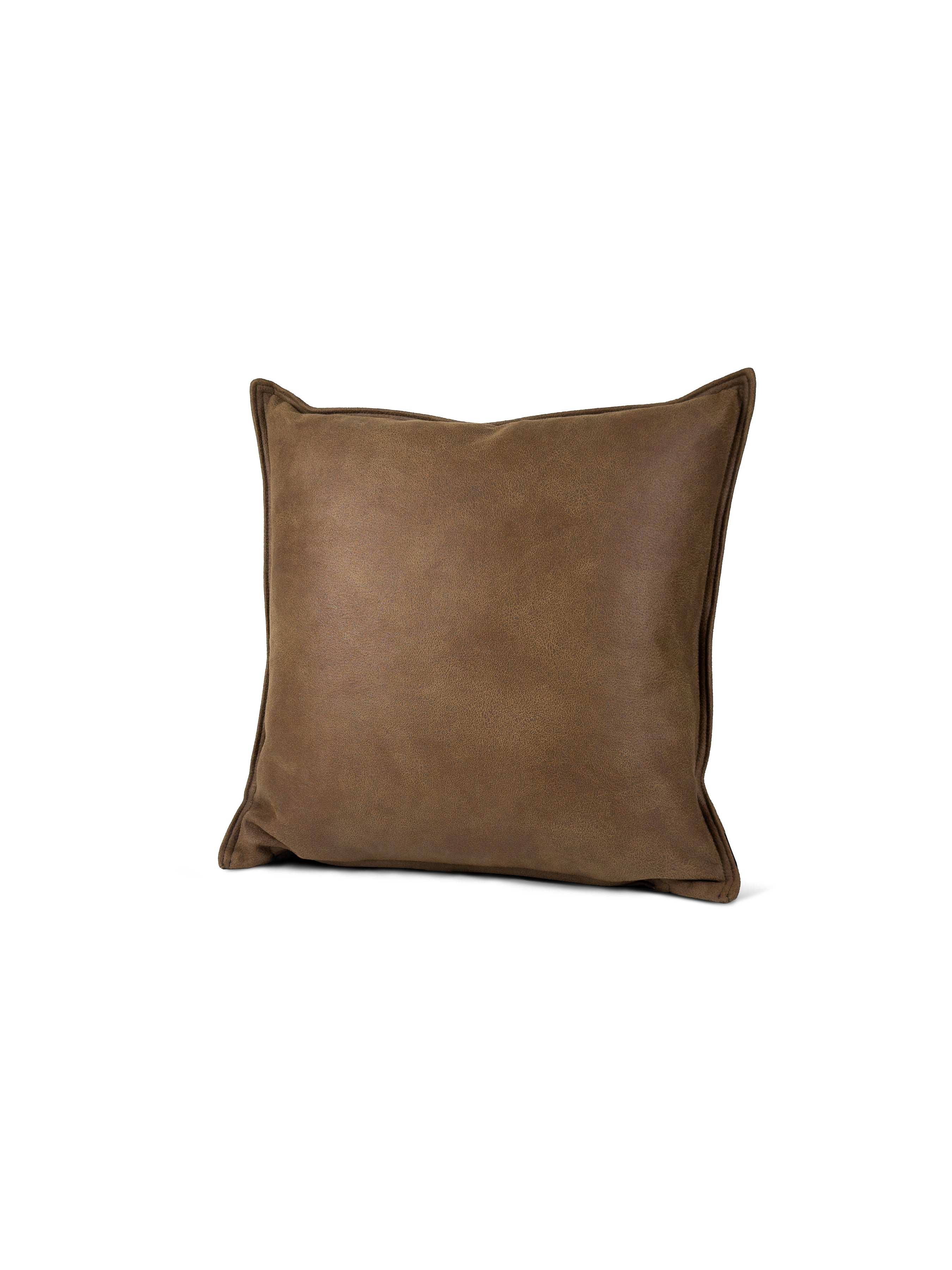 Set of 2 Extreme Lounging Lux Faux Leather Chestnut Cushions 50 x 50cm - individual cushion front view