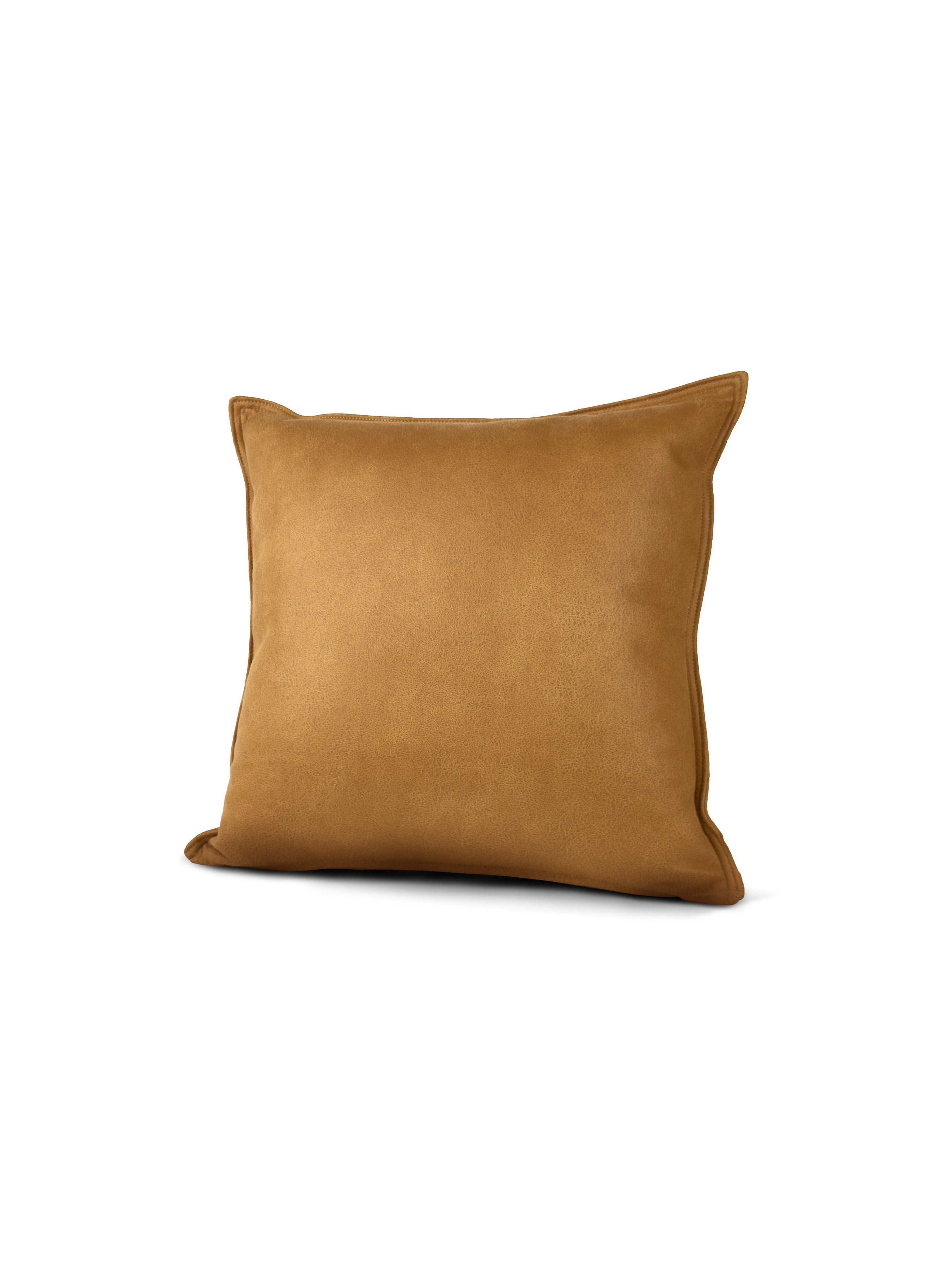 Set of 2 Extreme Lounging Lux Faux Leather Tan Cushions 50 x 50cm - individual cushion front view