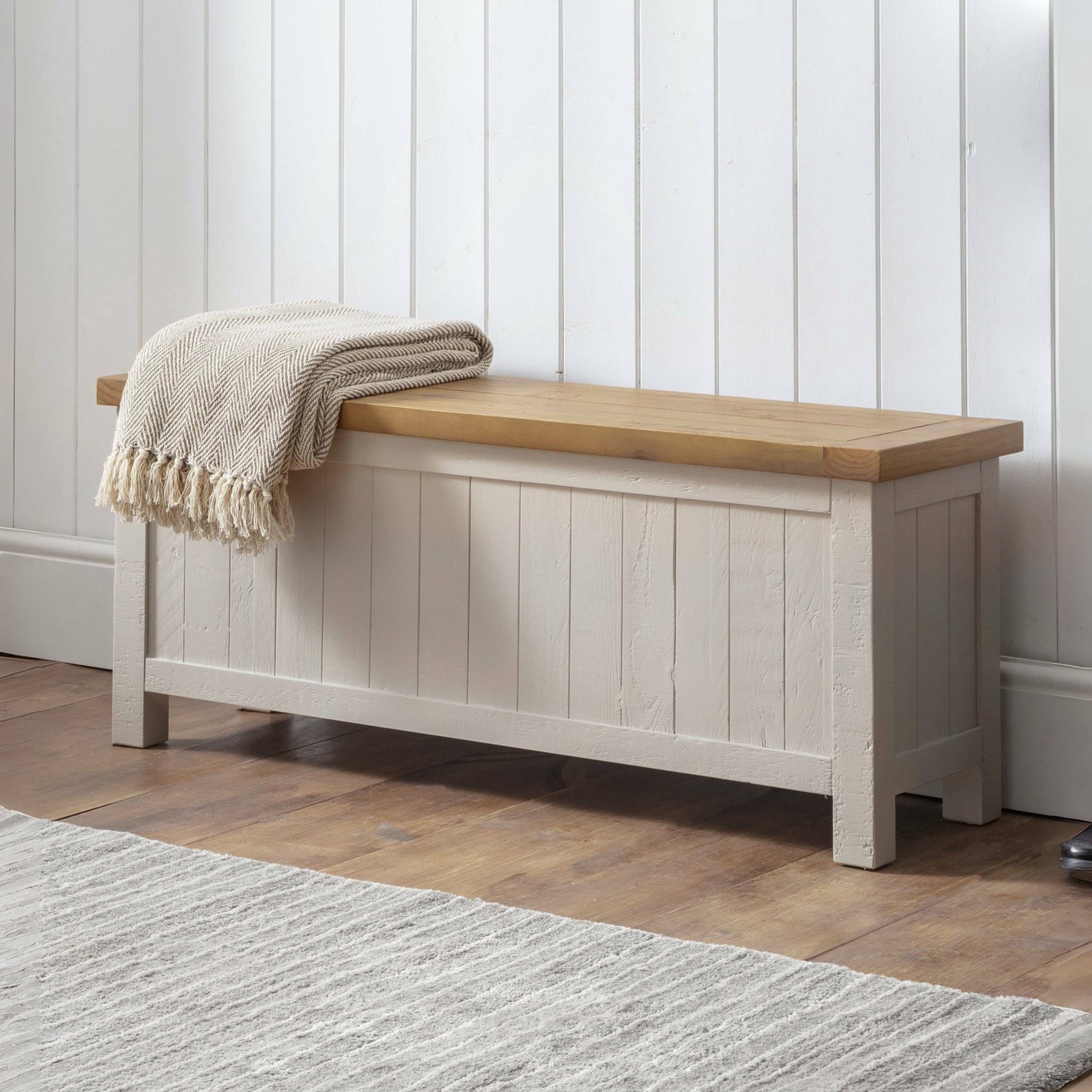 Maple Grey Pine Wood Storage Bench