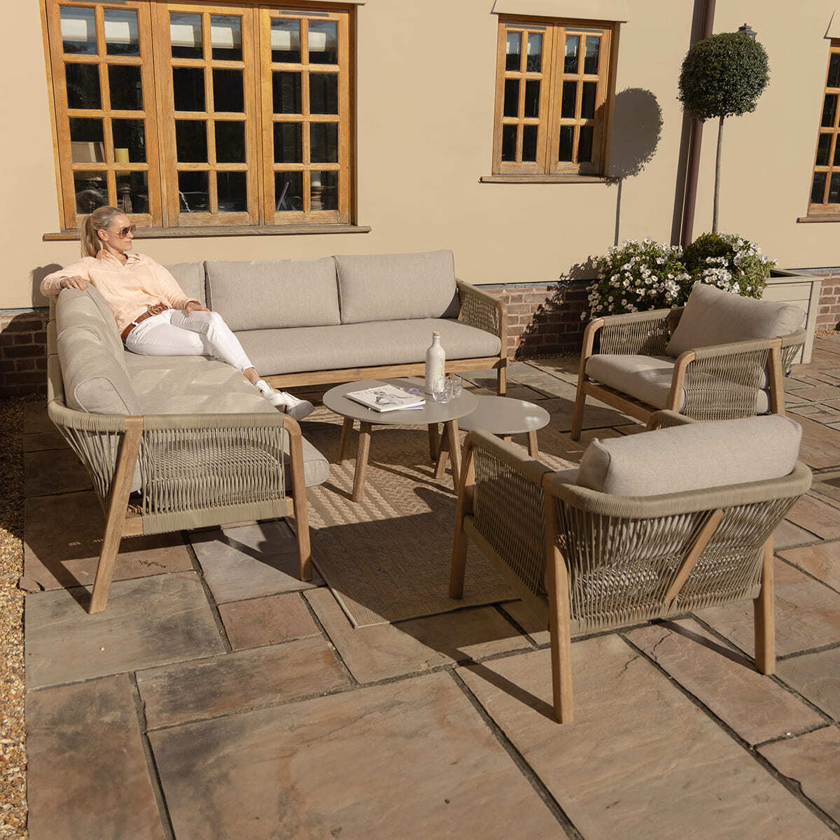 New Martinique Corner Sofa Set & Armchair Set of 2 - Light Brown