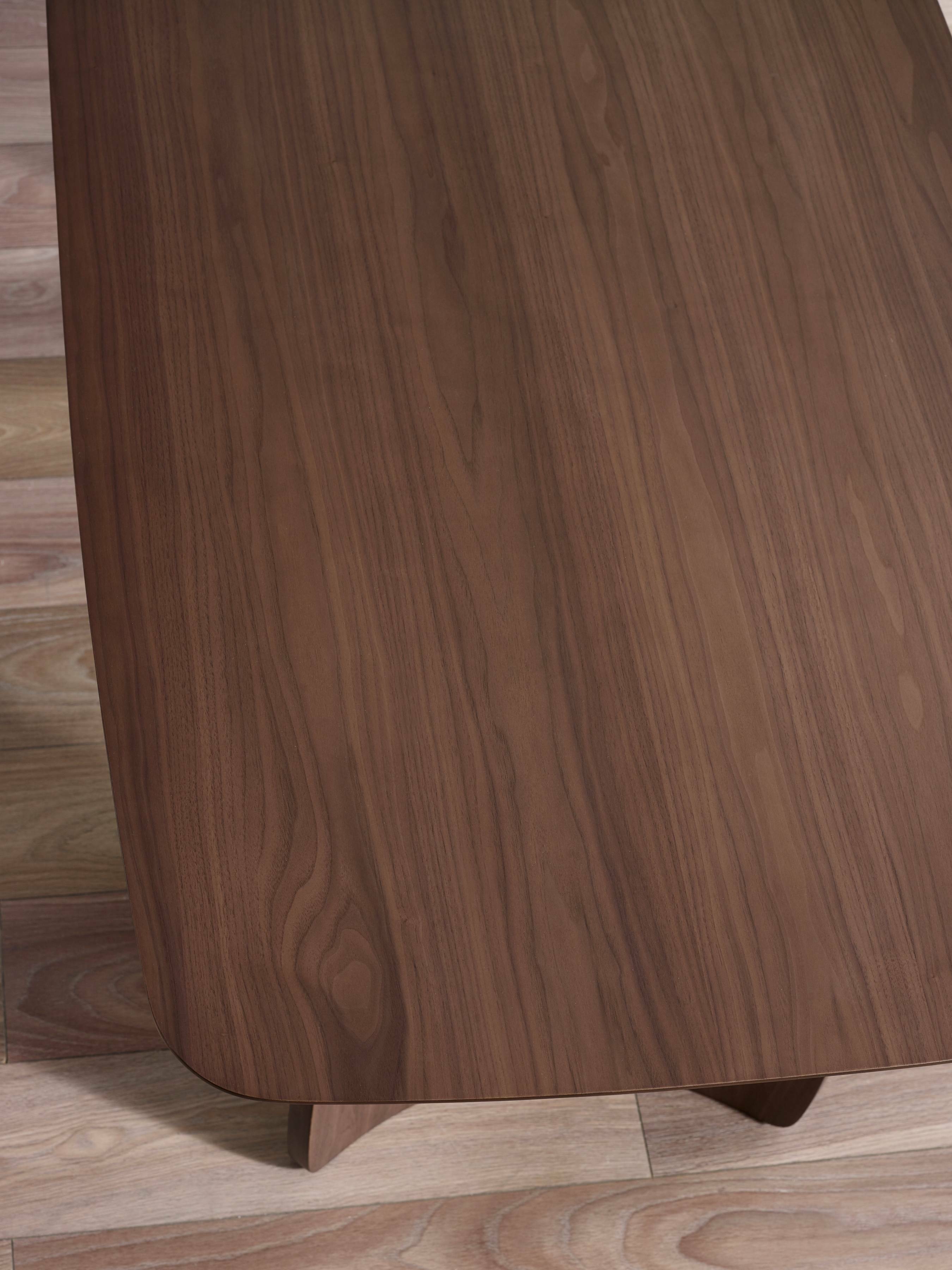 Bodhi Curved Leg Walnut Brown Oak Wood Dining Table | 6 Seater