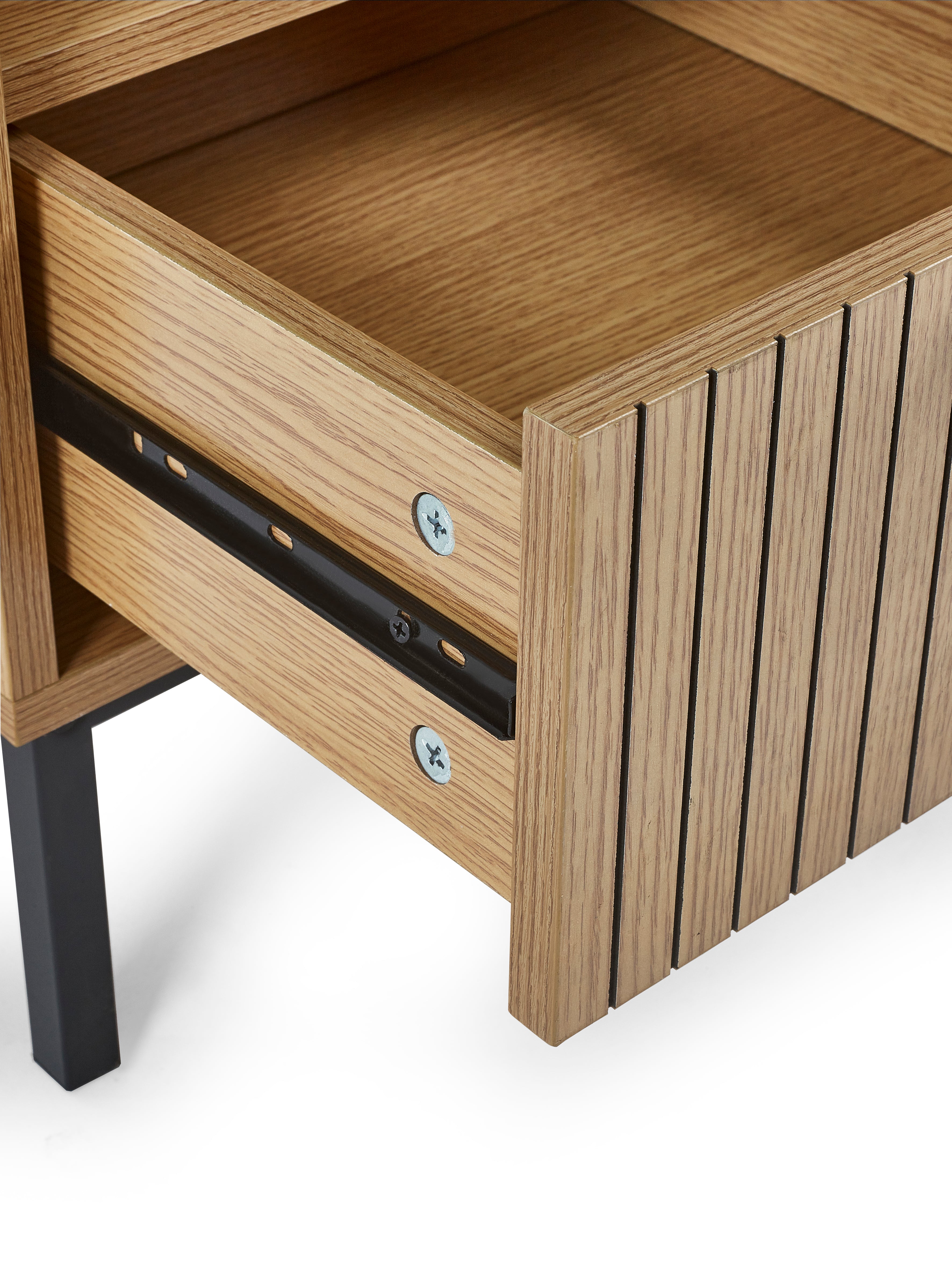 Arya Slatted Oak Wood Side Table