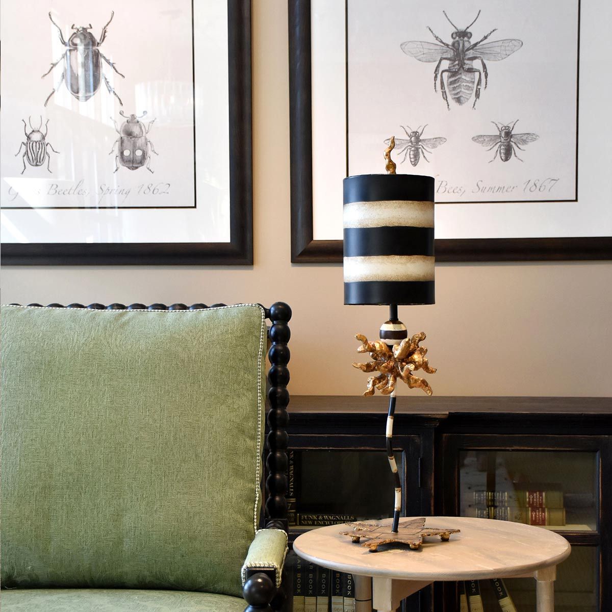 Shoulden Gold/Black/Cream Striped Table Lamp