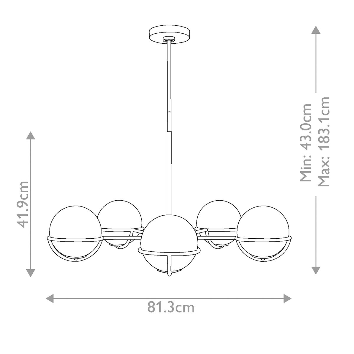 Venus 5 Light Chandelier - Nickel