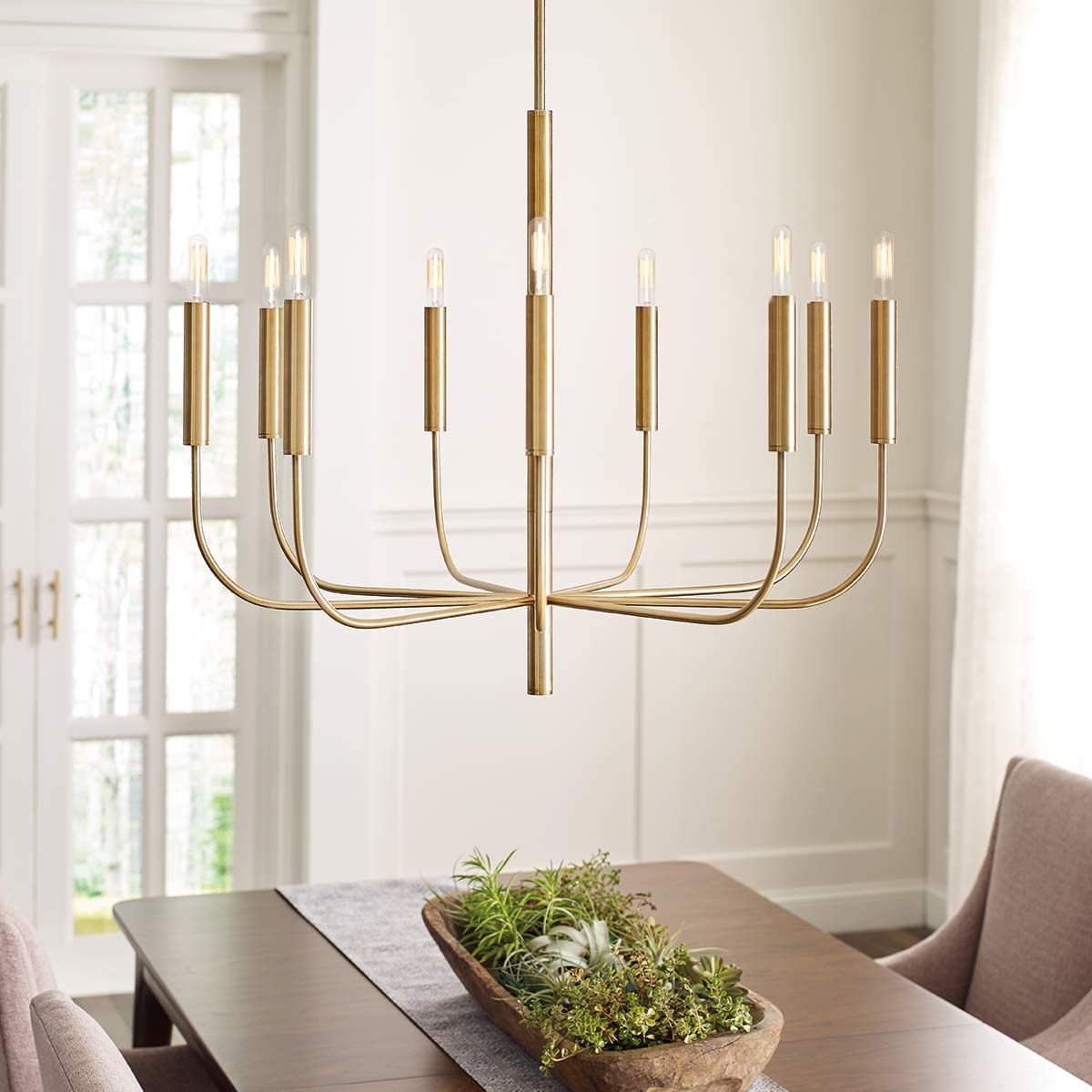 Mistro 9 Light Chandelier - Brass
