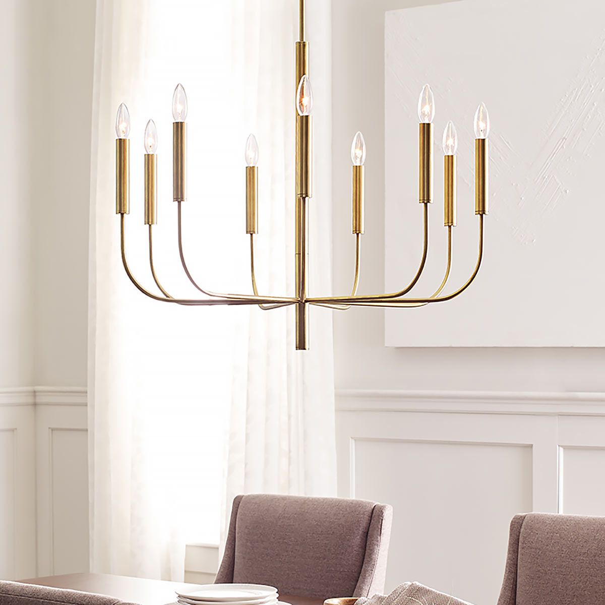 Mistro 9 Light Chandelier - Brass