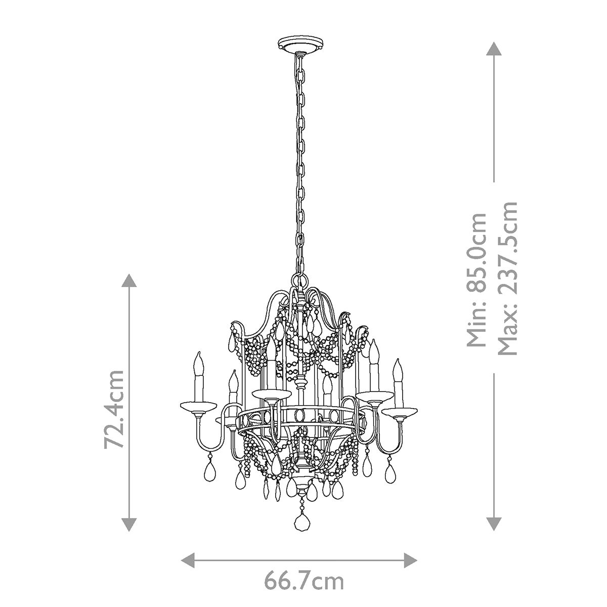 Maximus 6 Light Chandelier - Silver