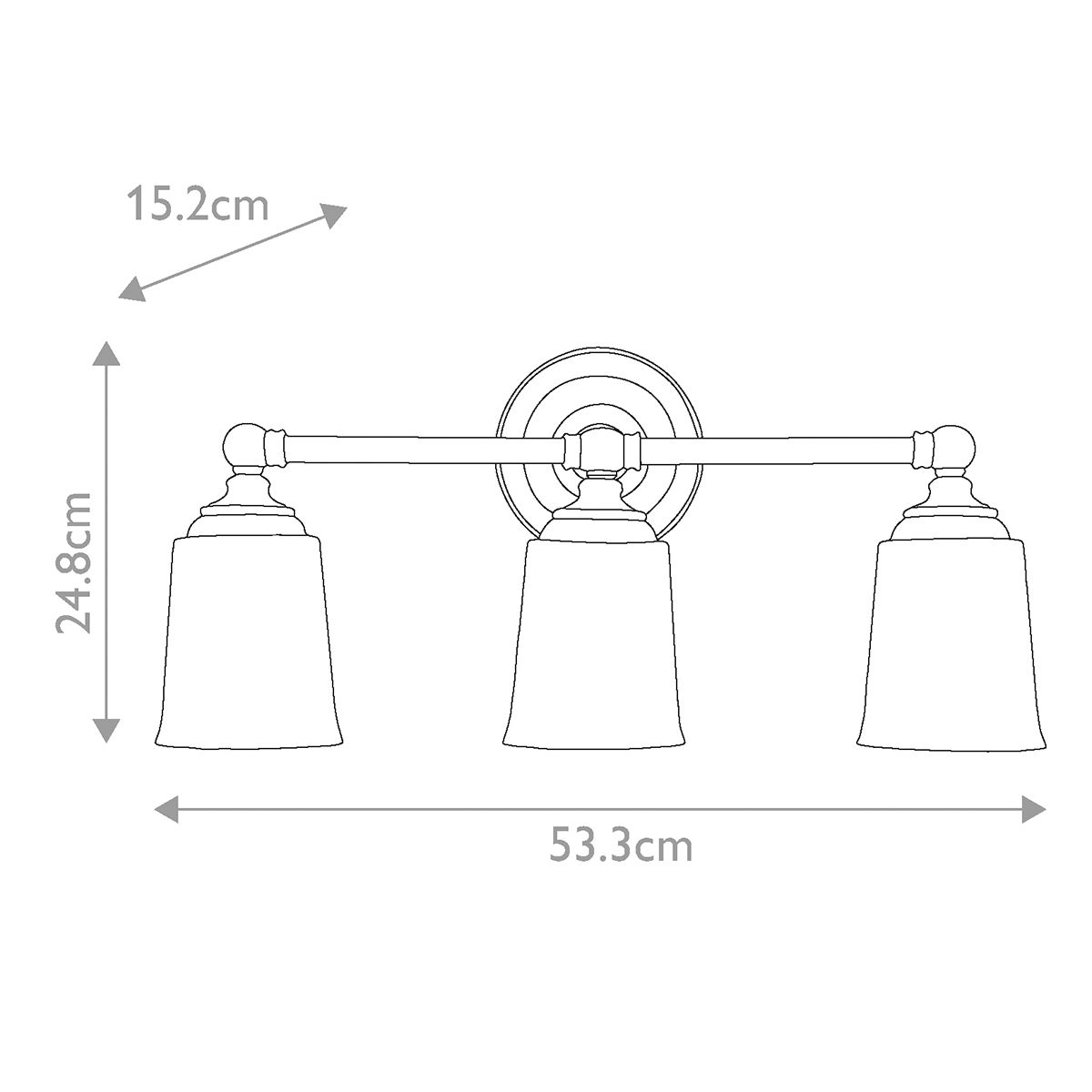Huguenot Lake Triple Wall Light - Brass