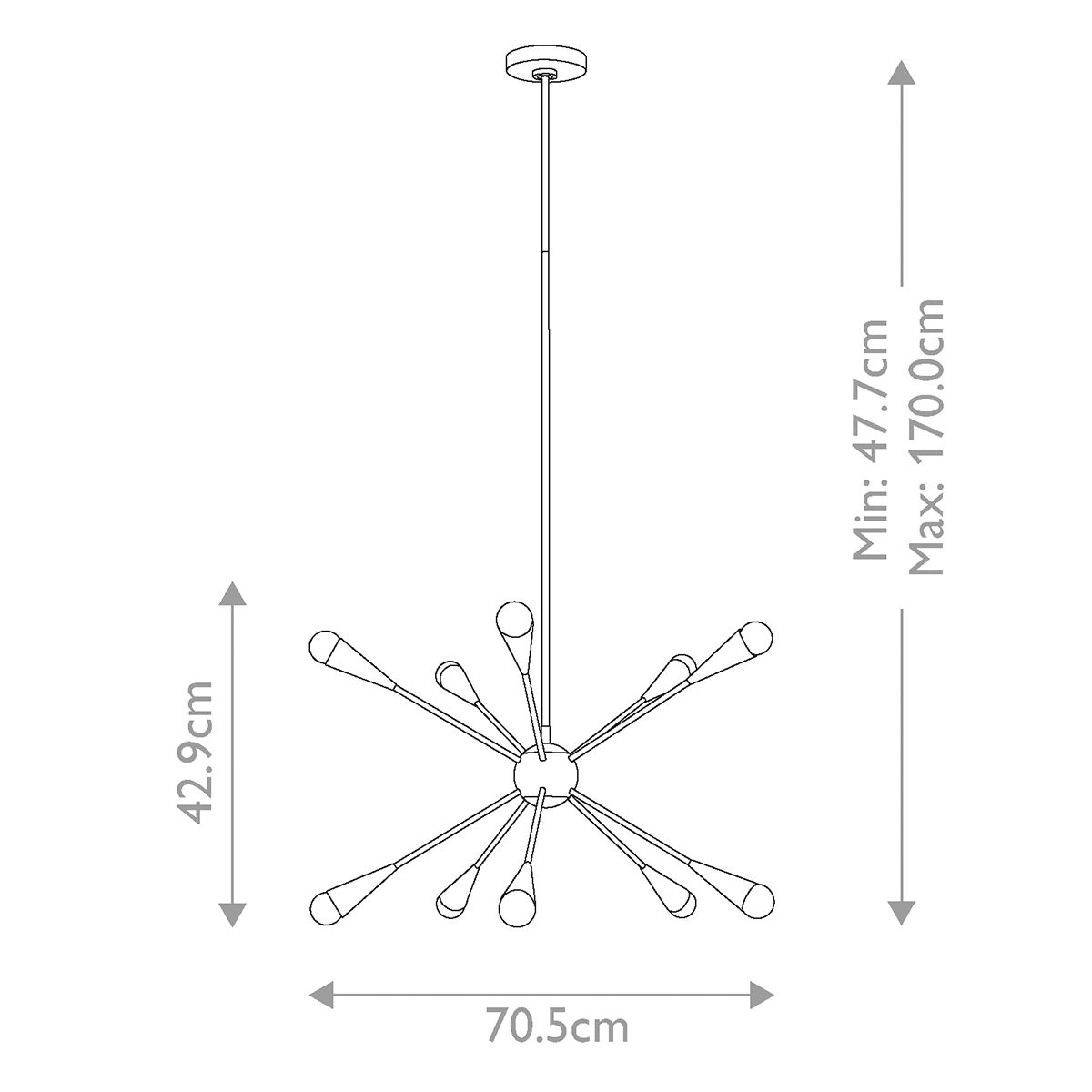 Neve 10 Light Chandelier - Brass