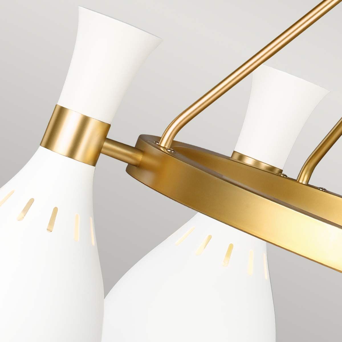 Carnaby 5 Light Chandelier - White & Brass