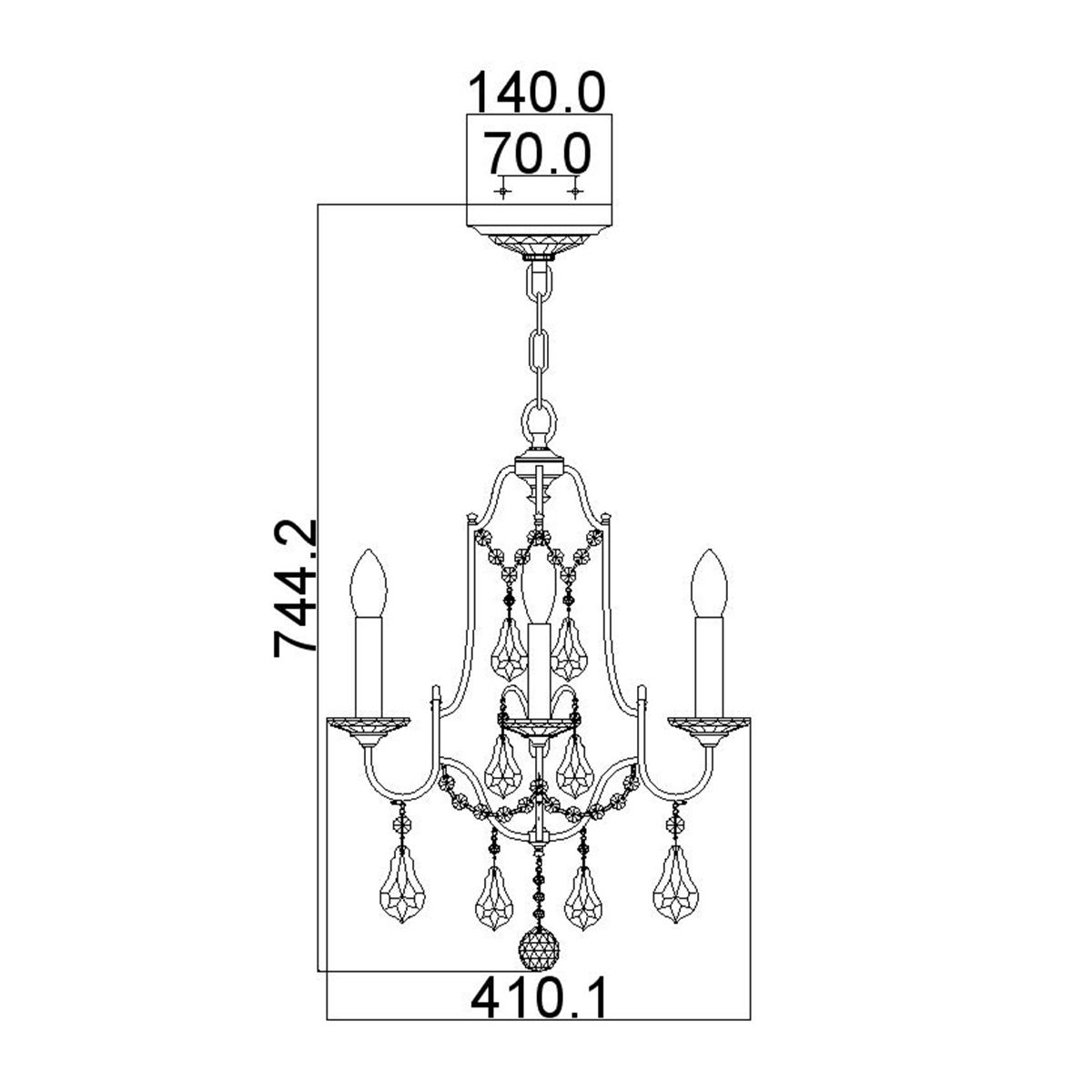 Marette 4 Light Chandelier - Bronze