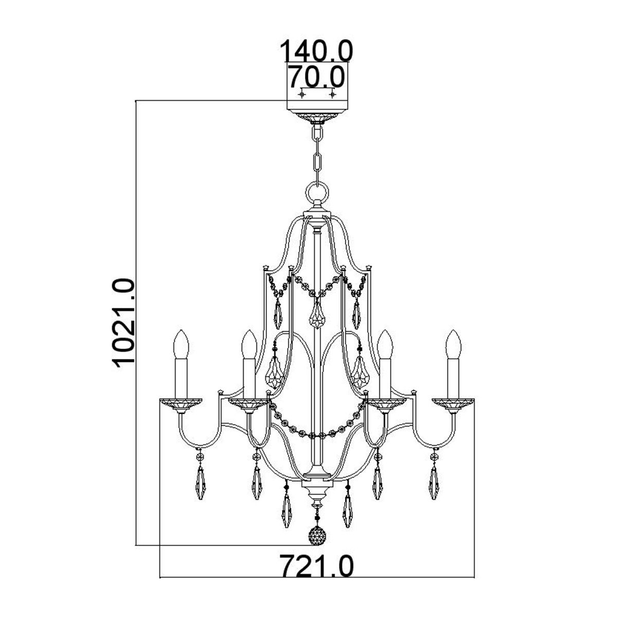 Marette 6 Light Chandelier - Bronze