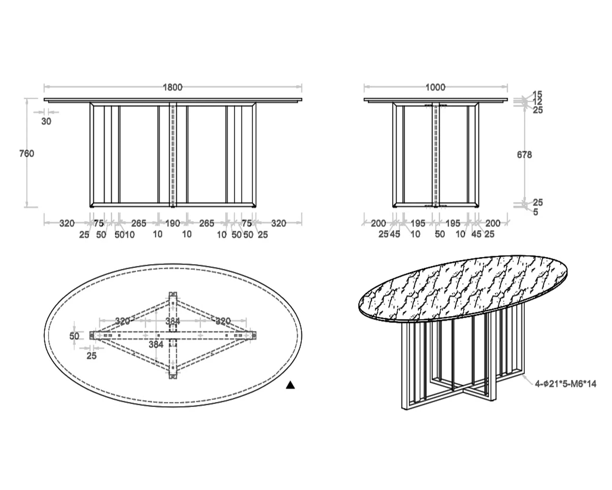 Fenty White Marble Dining Table