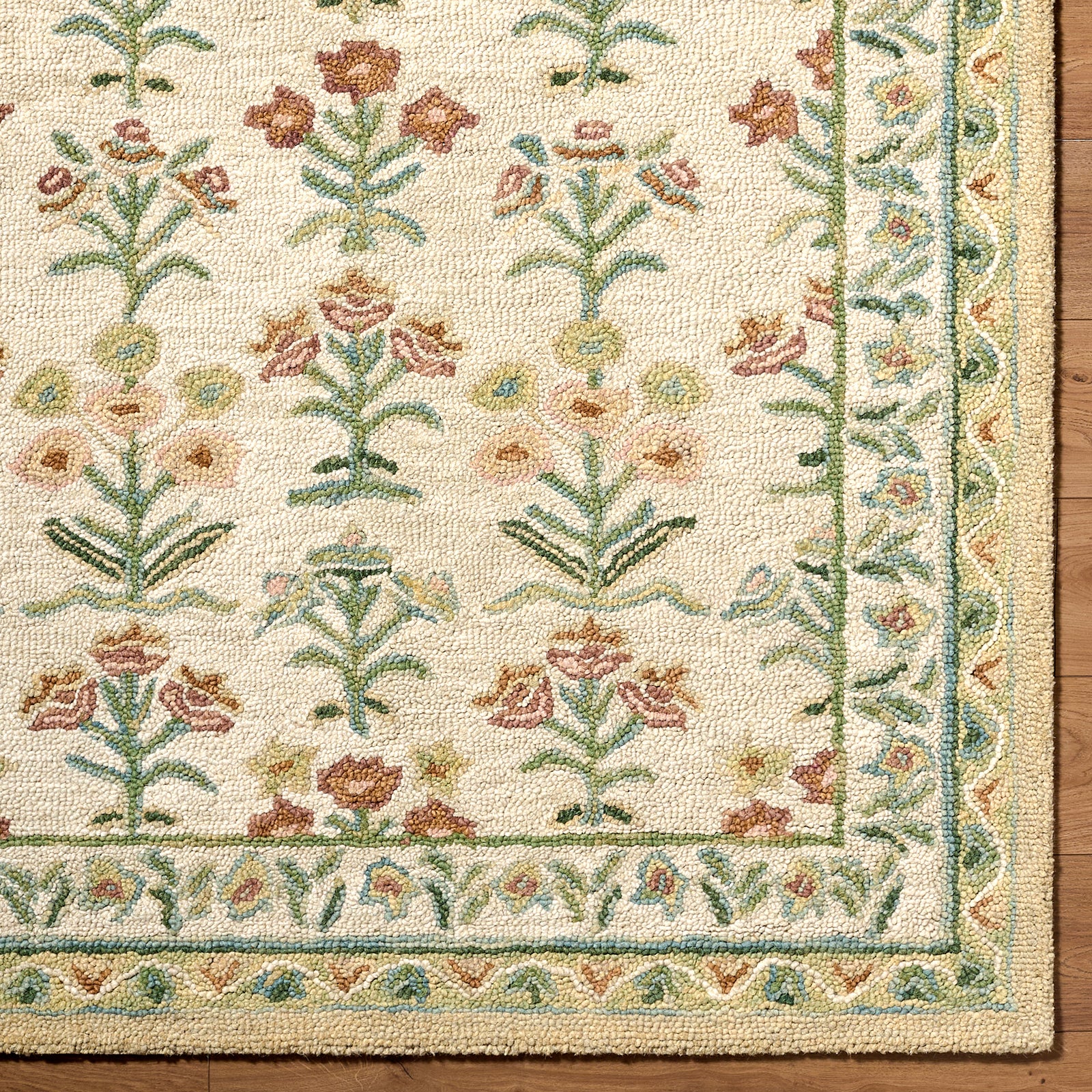 Fairfax Global Wool Global Green & Ivory Rug 153x219cm - pile detail
