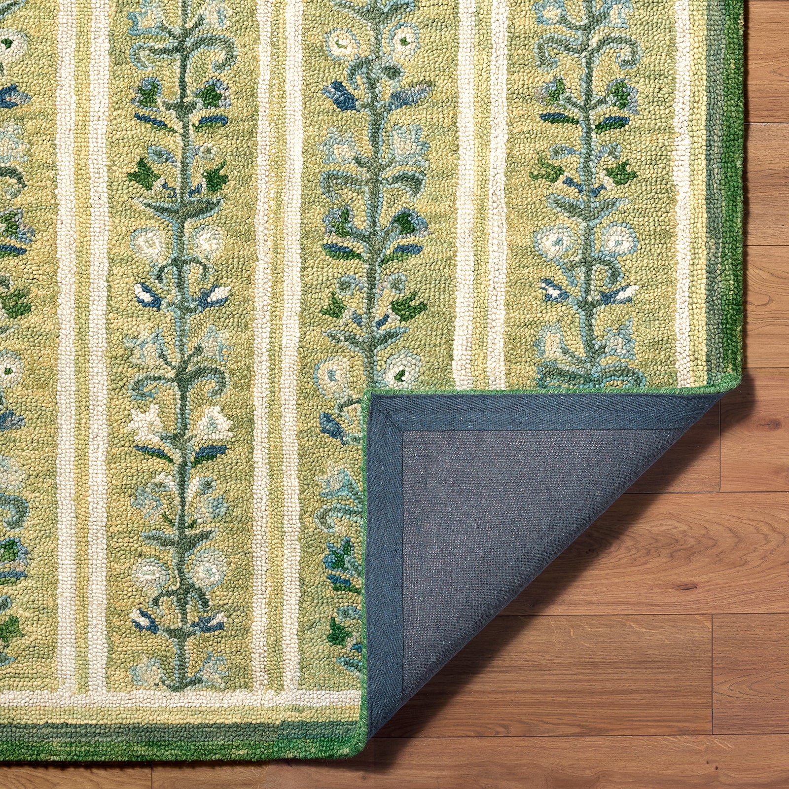 Fairfax Global Wool Global Green & Emerald Rug 153x219cm - folded detail