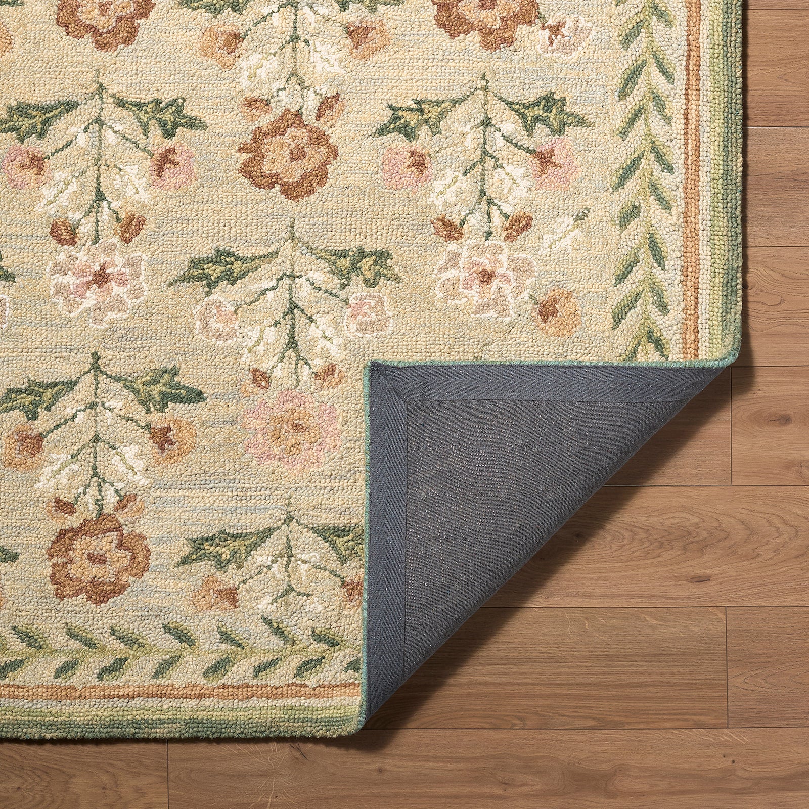 Fairfax Global Wool Global Green & Olive Rug 153x219cm - folded detail