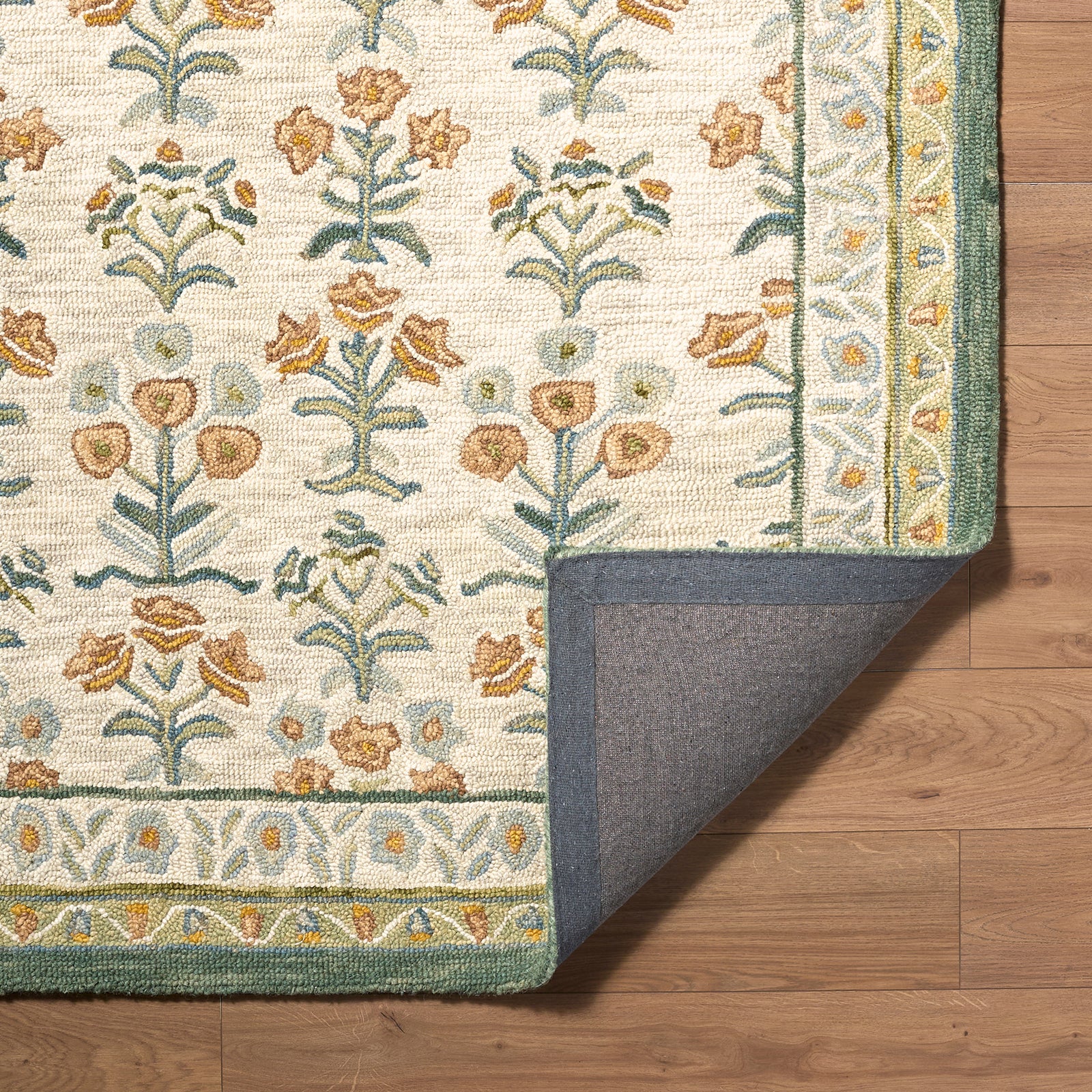 Fairfax Global Wool Global Yellow & Sage Rug 153x219cm - folded detail