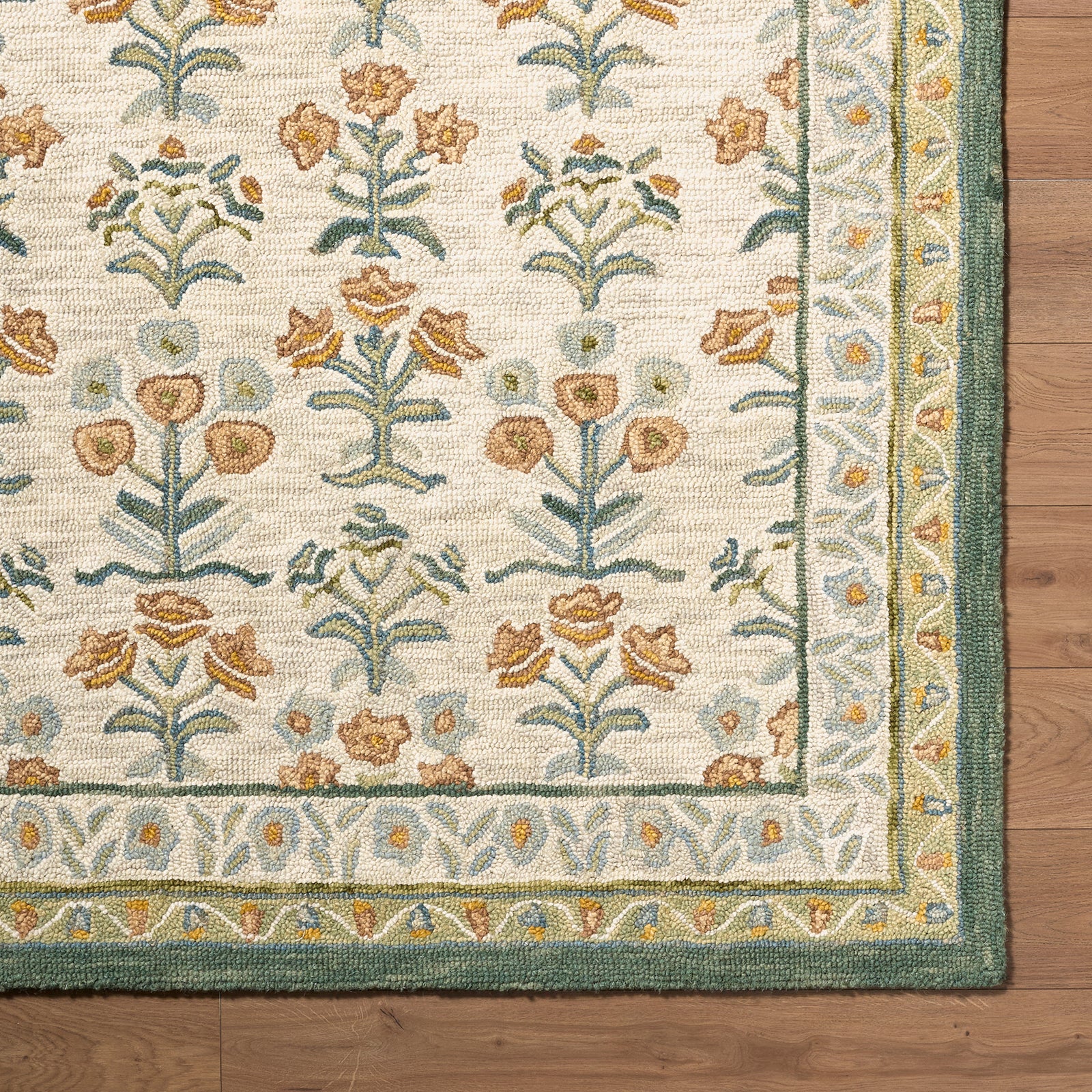 Fairfax Global Wool Global Yellow & Sage Rug 153x219cm - pile detail