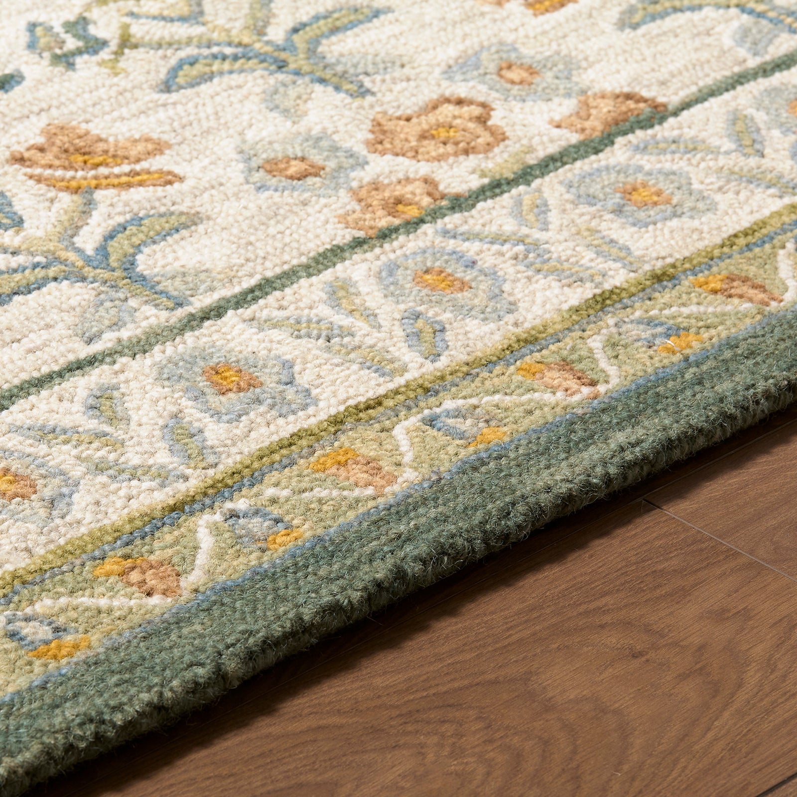 Fairfax Global Wool Global Yellow & Sage Rug 153x219cm - texture detail