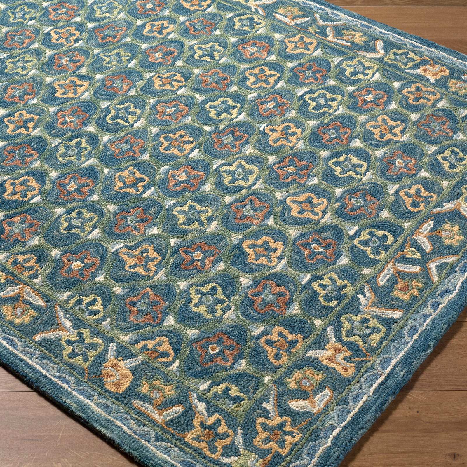 Fairfax Global Wool Global Blue & Cerulean Rug 153x219cm - corner detail