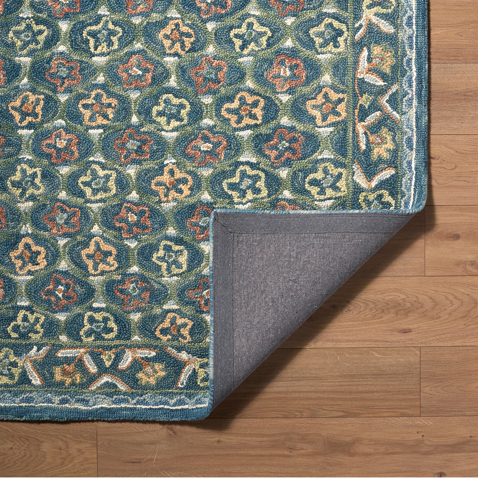 Fairfax Global Wool Global Blue & Cerulean Rug 153x219cm - folded detail