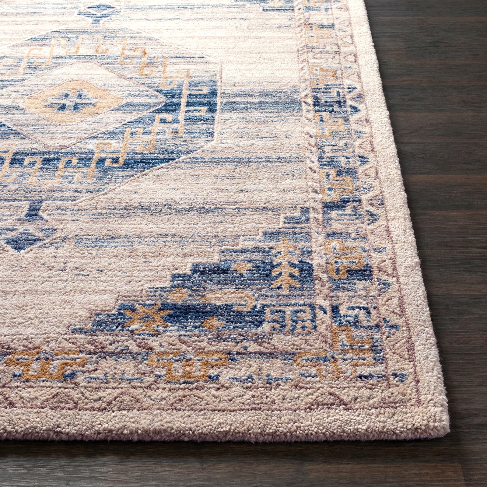 Fifth Avenue Vintage Traditional Boho Fringe Grey & Light Grey & Off White Polypropylene & Polyester Rug 152x225cm - front view