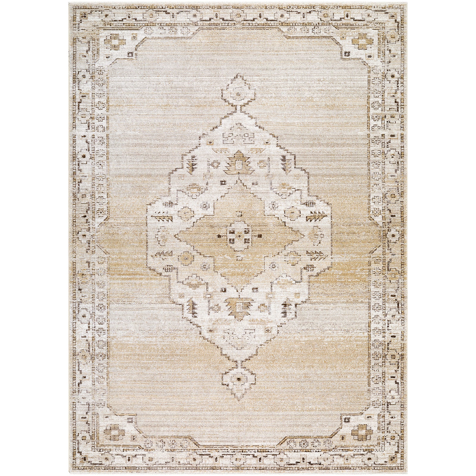 Fifth Avenue Vintage Traditional Boho Fringe Brown & Light Grey & Off White Polypropylene & Polyester Rug 152x225cm - product image