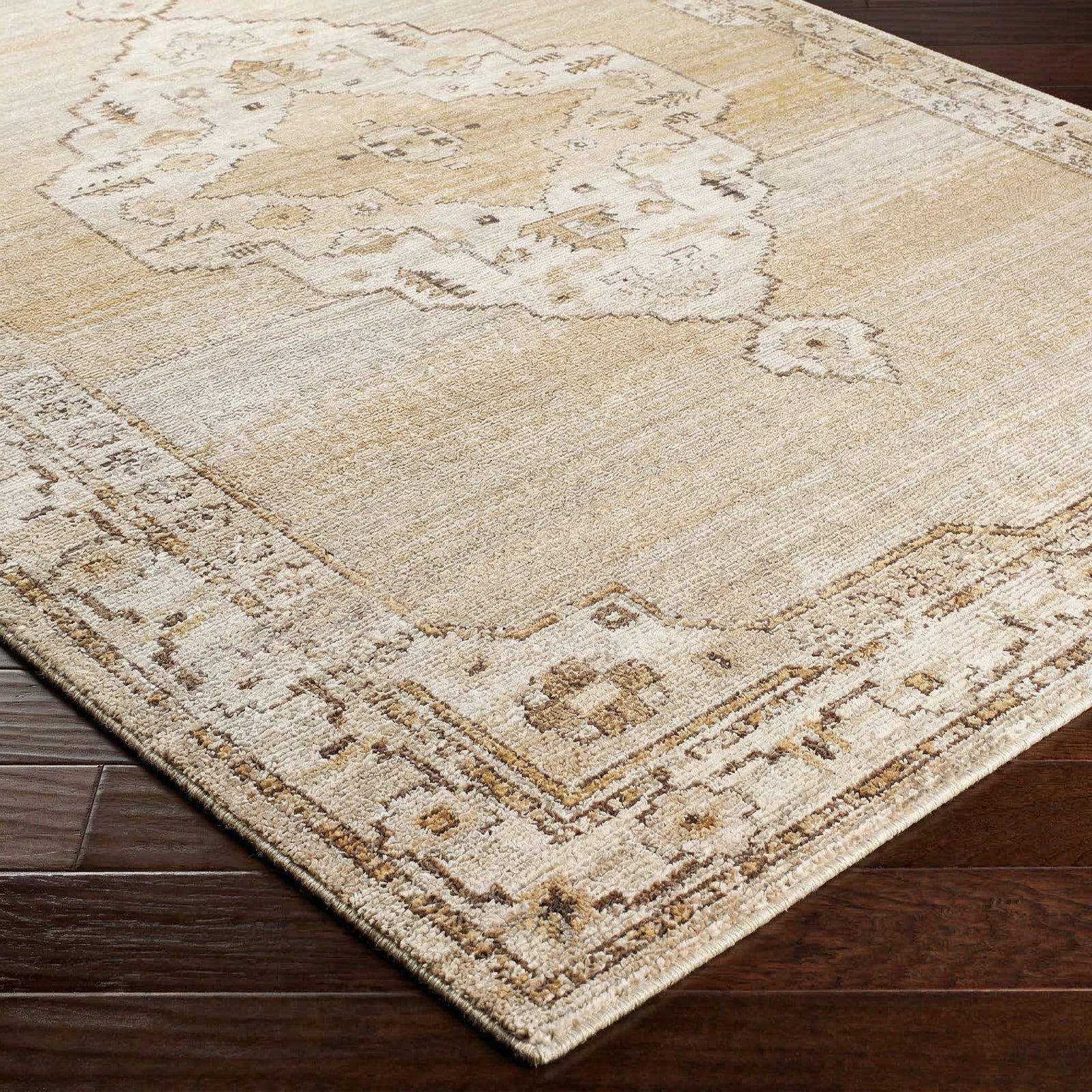Fifth Avenue Vintage Traditional Boho Fringe Brown & Light Grey & Off White Polypropylene & Polyester Rug 152x225cm - corner detail