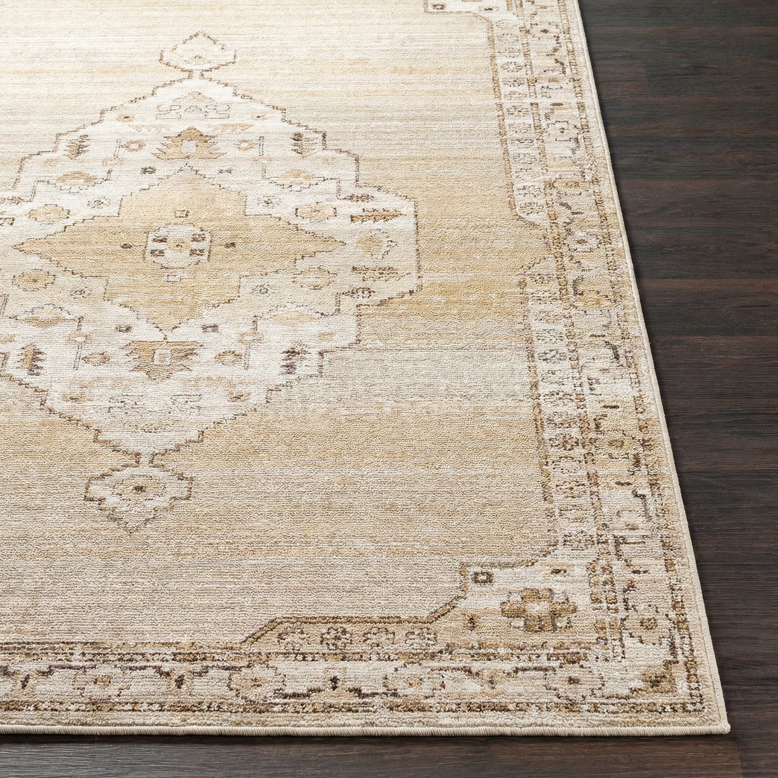 Fifth Avenue Vintage Traditional Boho Fringe Brown & Light Grey & Off White Polypropylene & Polyester Rug 152x225cm - front view