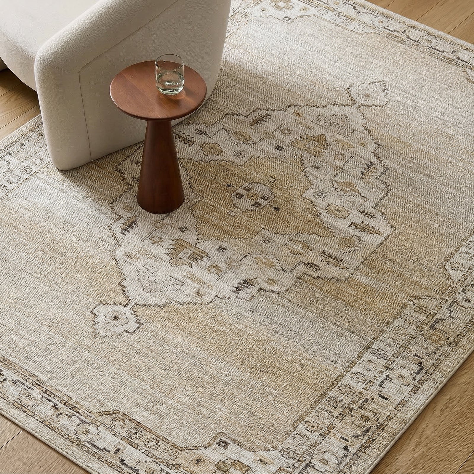 Fifth Avenue Vintage Traditional Boho Fringe Brown & Light Grey & Off White Polypropylene & Polyester Rug 152x225cm - styled detail