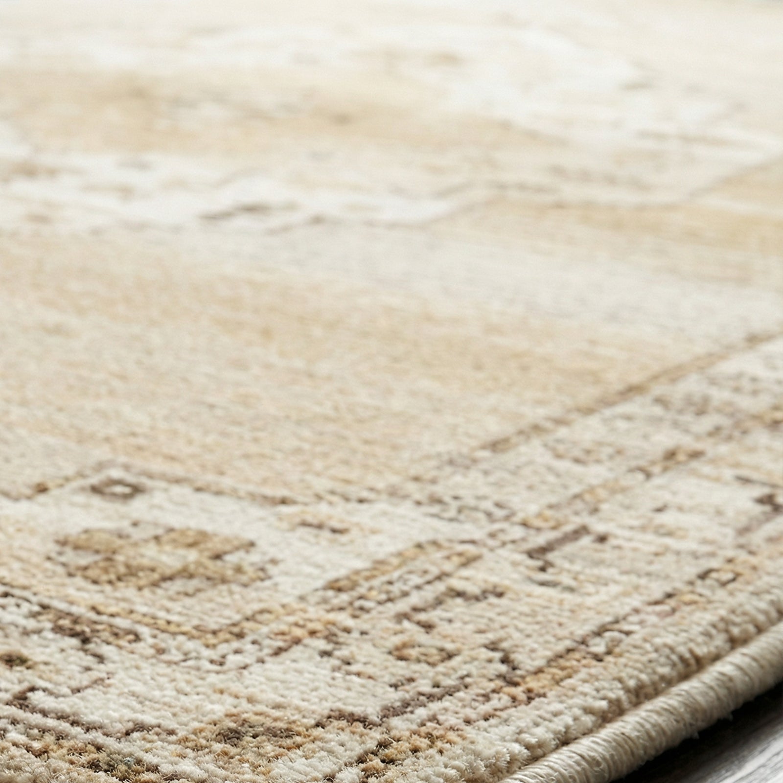 Fifth Avenue Vintage Traditional Boho Fringe Brown & Light Grey & Off White Polypropylene & Polyester Rug 152x225cm - texture detail