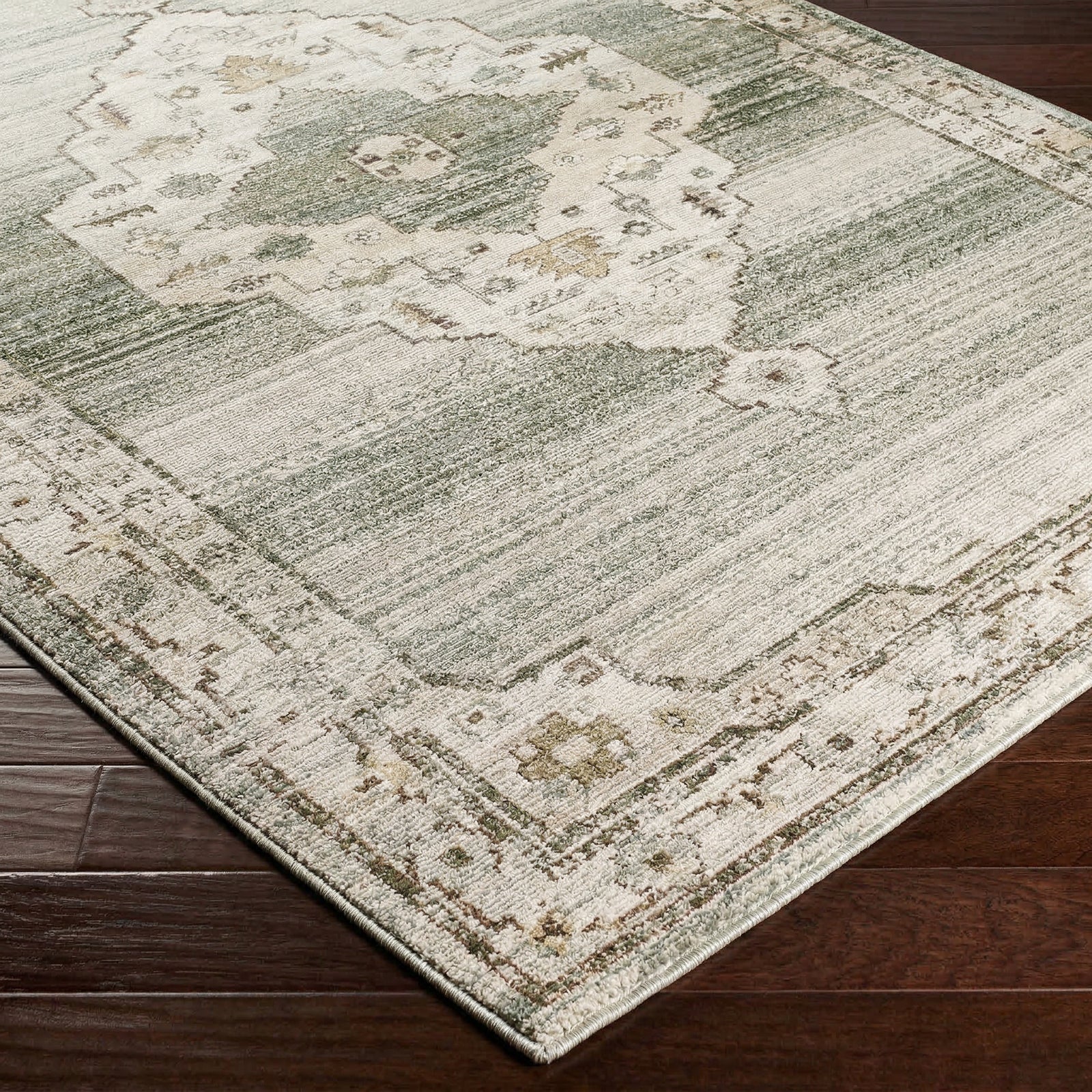 Fifth Avenue Vintage Traditional Boho Fringe Grey & Light Grey & Off White Polypropylene & Polyester Rug 152x225cm - corner detail