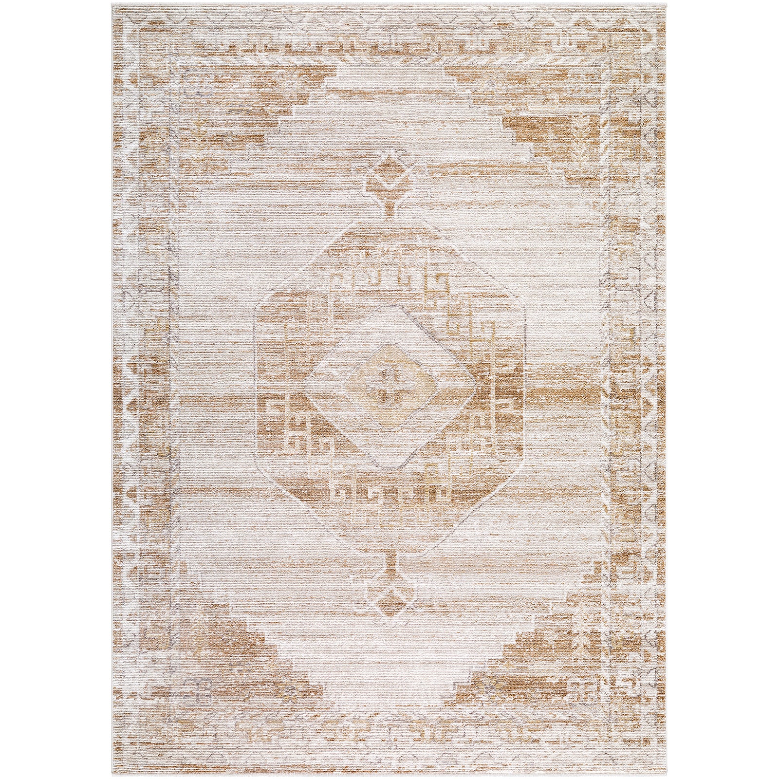 Fifth Avenue Vintage Traditional Boho Fringe Brown & Light Grey & Off White Polypropylene & Polyester Rug 152x225cm - product image