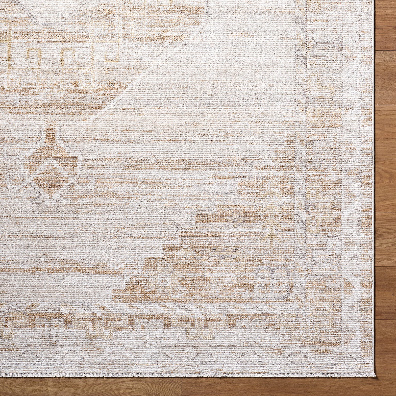 Fifth Avenue Vintage Traditional Boho Fringe Brown & Light Grey & Off White Polypropylene & Polyester Rug 152x225cm - reverse roll detail