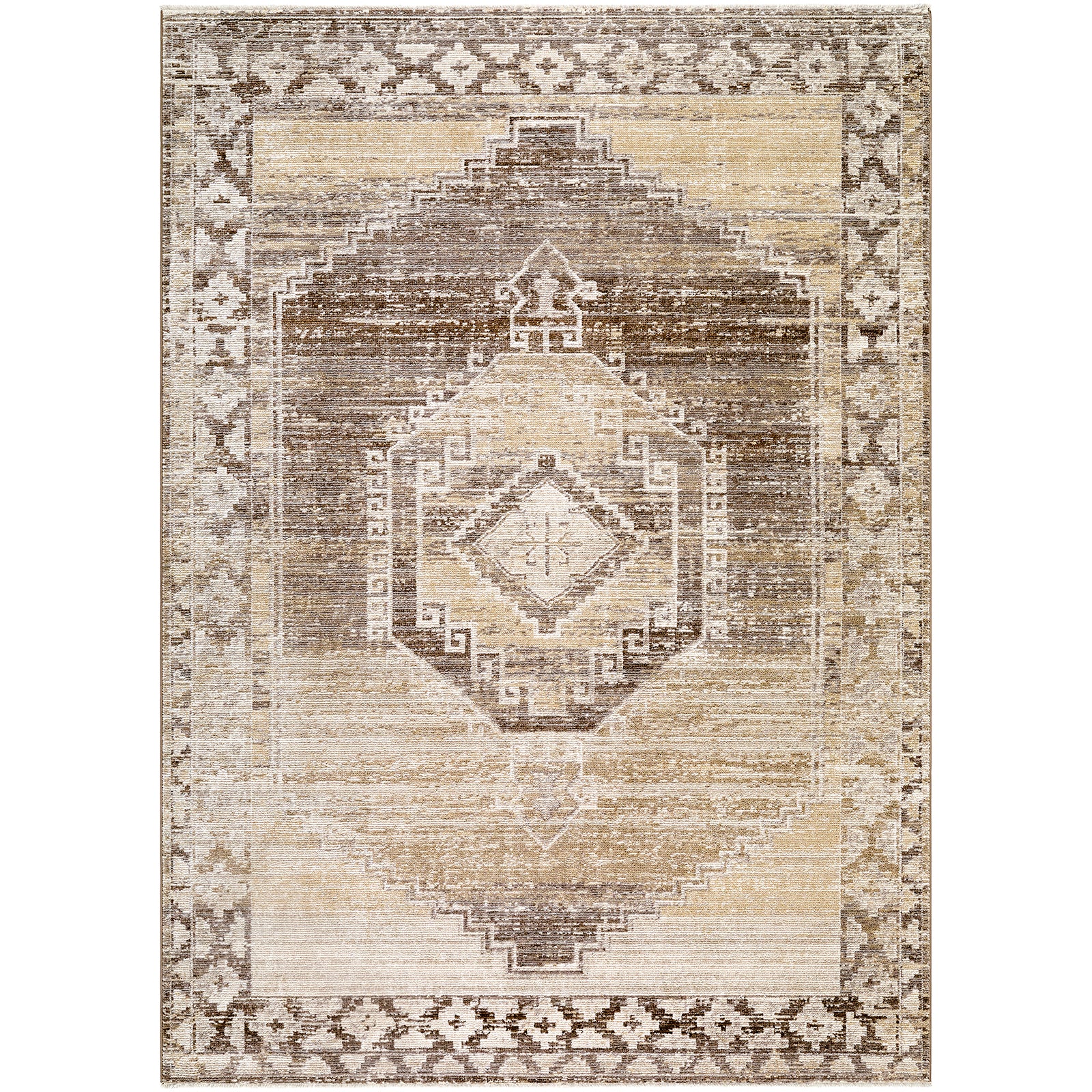 Fifth Avenue Vintage Traditional Boho Fringe Taupe & Light Grey Polypropylene & Polyester Rug 152x225cm - product image