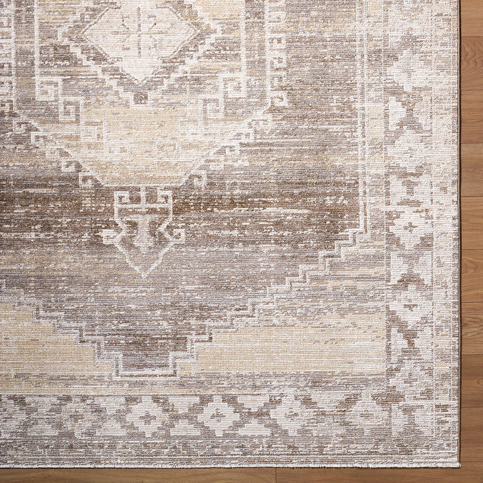 Fifth Avenue Vintage Traditional Boho Fringe Taupe & Light Grey Polypropylene & Polyester Rug 152x225cm - reverse roll detail