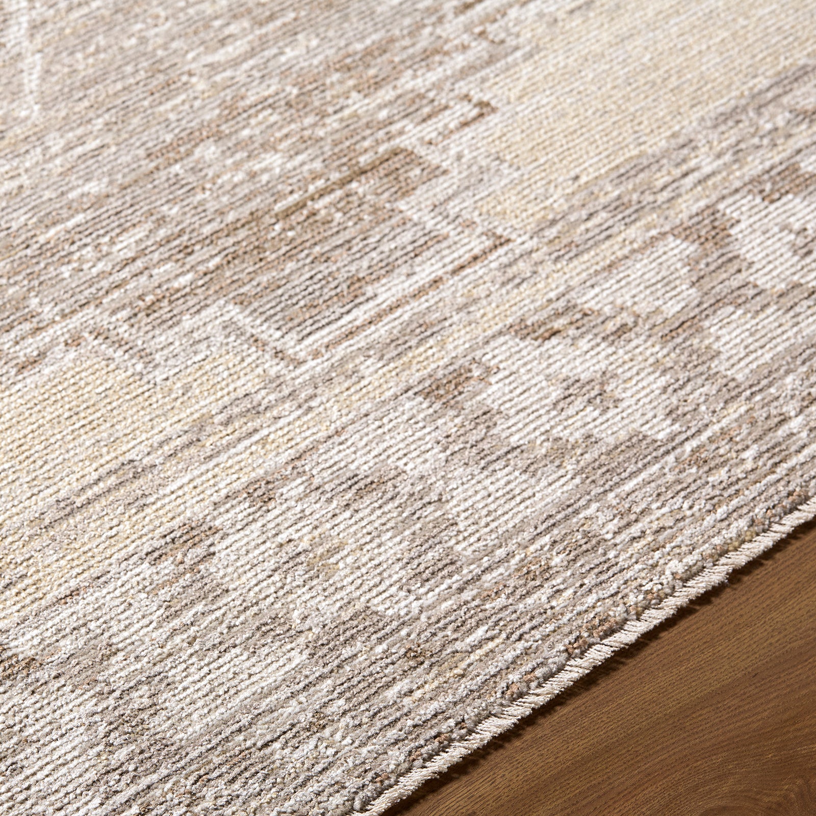 Fifth Avenue Vintage Traditional Boho Fringe Taupe & Light Grey Polypropylene & Polyester Rug 152x225cm - texture detail