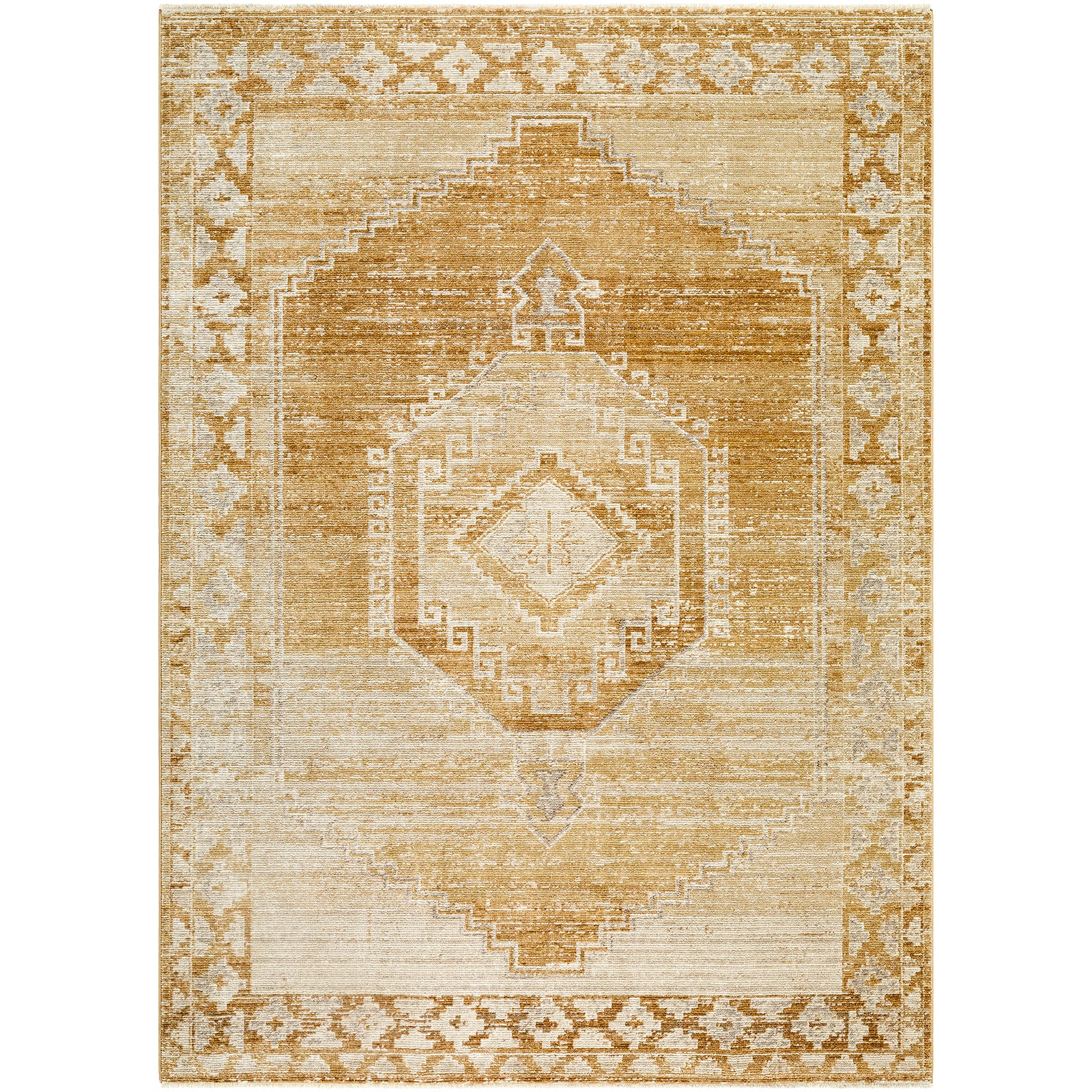 Fifth Avenue Vintage Traditional Boho Fringe Tan & Light Grey Polypropylene & Polyester Rug 152x225cm - product image