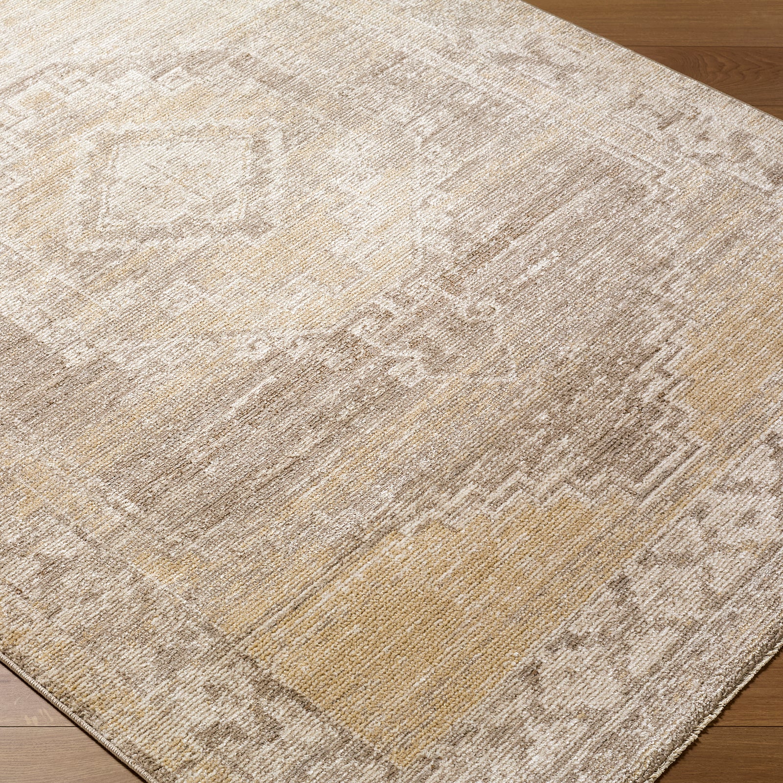 Fifth Avenue Vintage Traditional Boho Fringe Grey & Light Grey & Taupe Polypropylene & Polyester Rug 152x225cm - corner detail