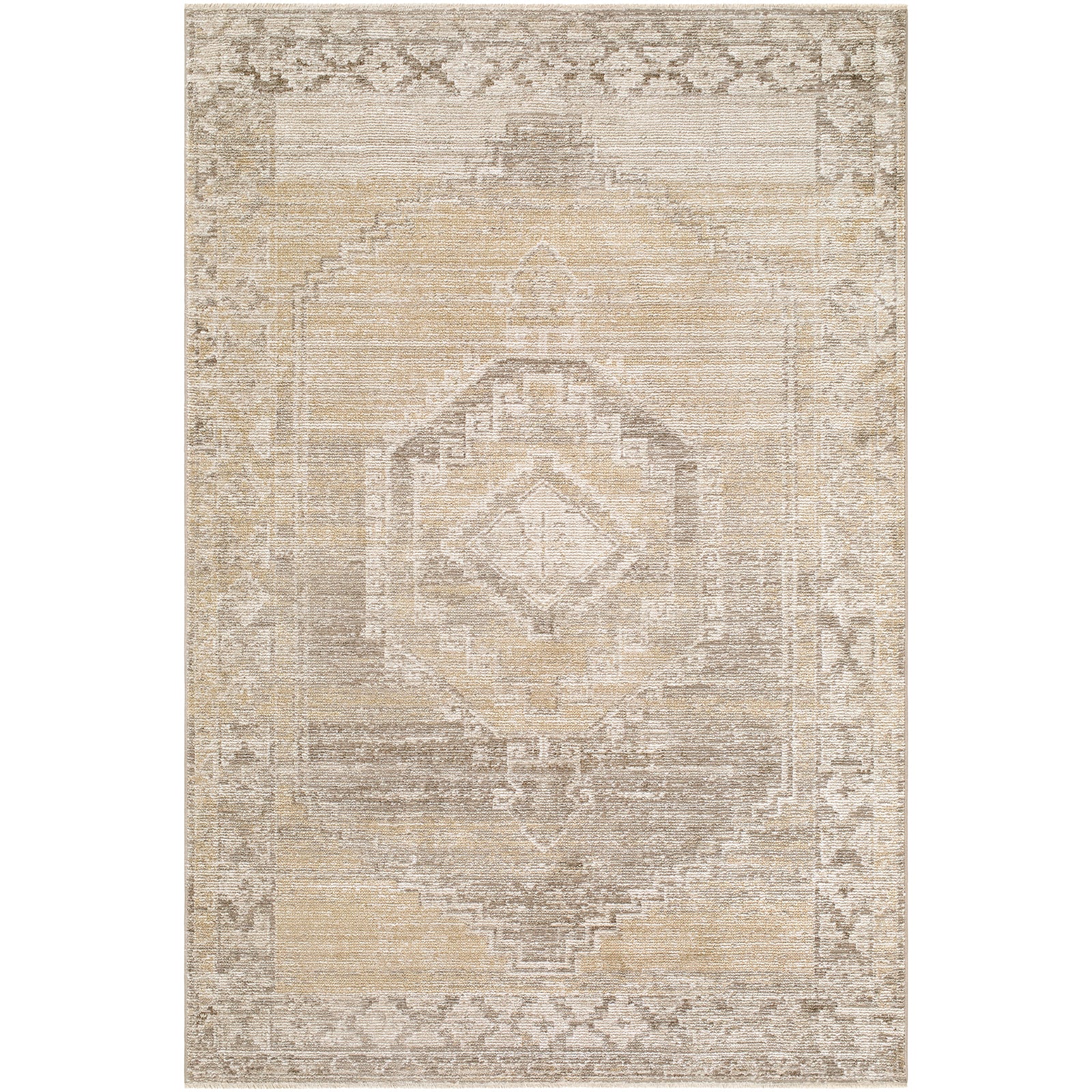 Fifth Avenue Vintage Traditional Boho Fringe Grey & Light Grey & Taupe Polypropylene & Polyester Rug 152x225cm - product image