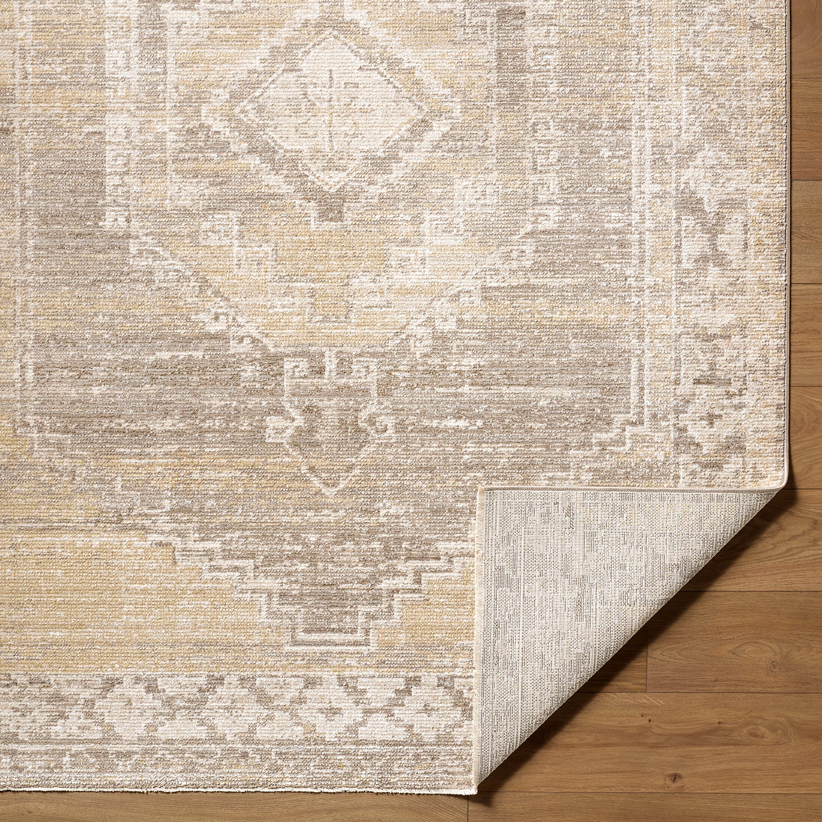 Fifth Avenue Vintage Traditional Boho Fringe Grey & Light Grey & Taupe Polypropylene & Polyester Rug 152x225cm - folded detail