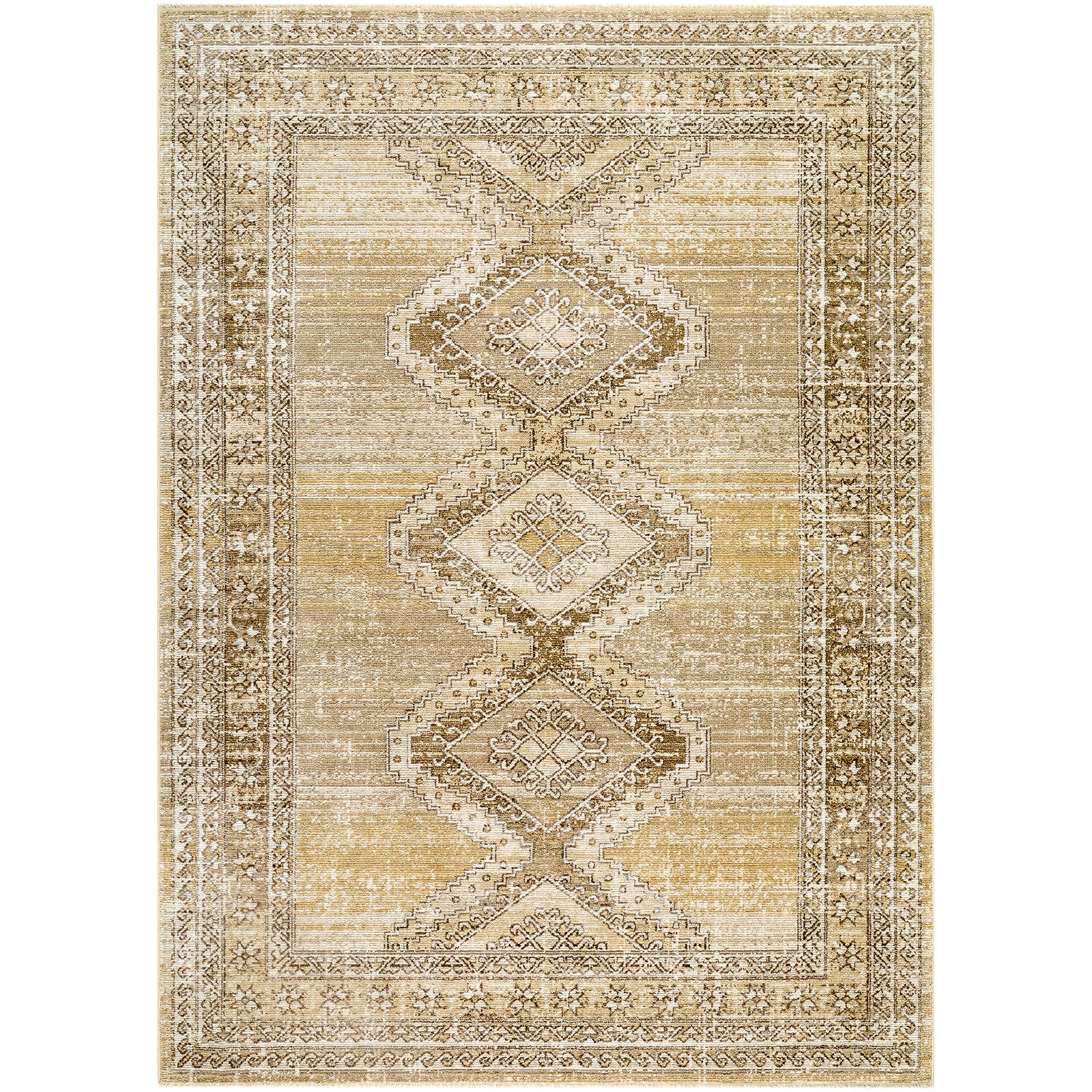 Fifth Avenue Vintage Traditional Boho Fringe Brown & Light Grey & Tan Polypropylene & Polyester Rug 152x225cm - product image