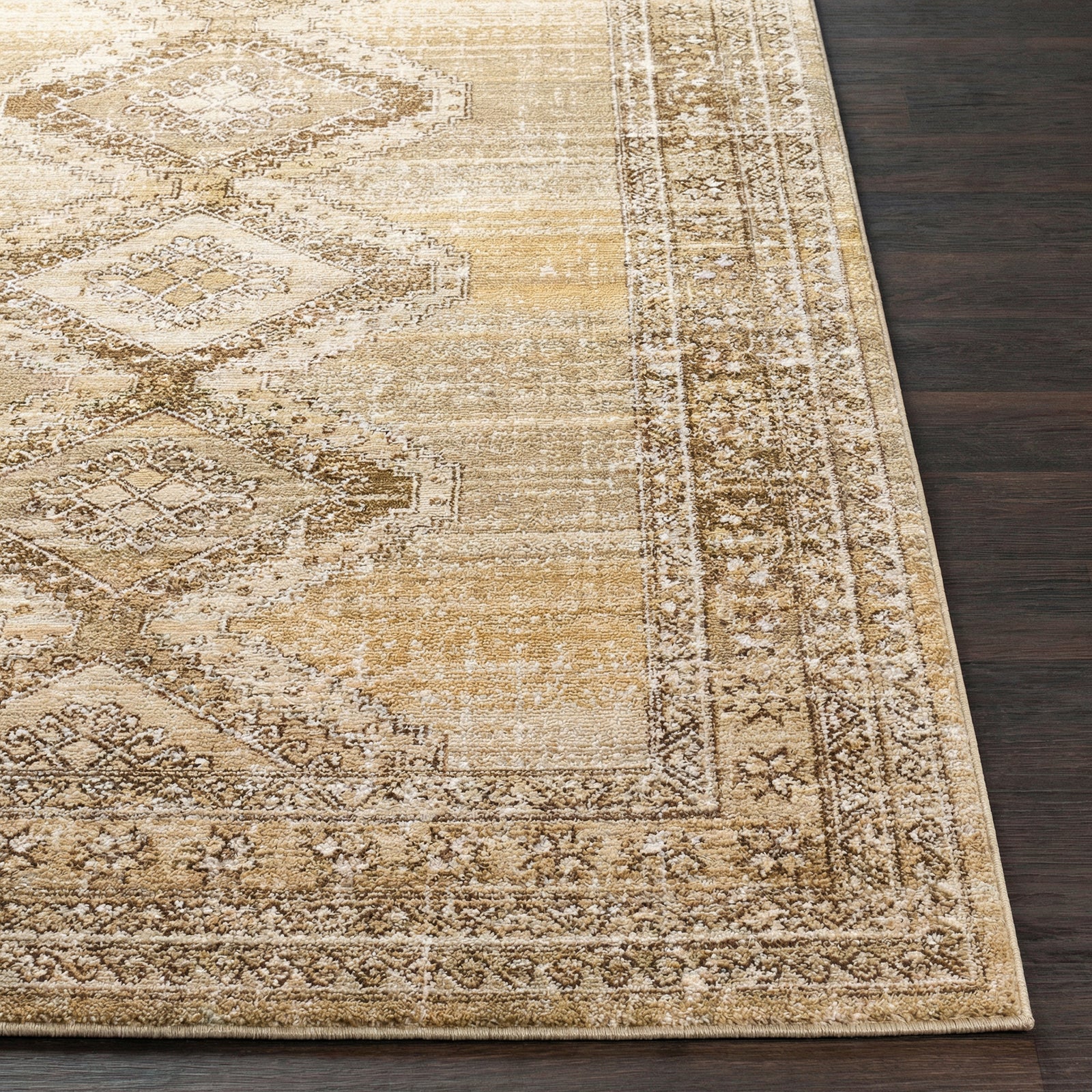 Fifth Avenue Vintage Traditional Boho Fringe Brown & Light Grey & Tan Polypropylene & Polyester Rug 152x225cm - front view