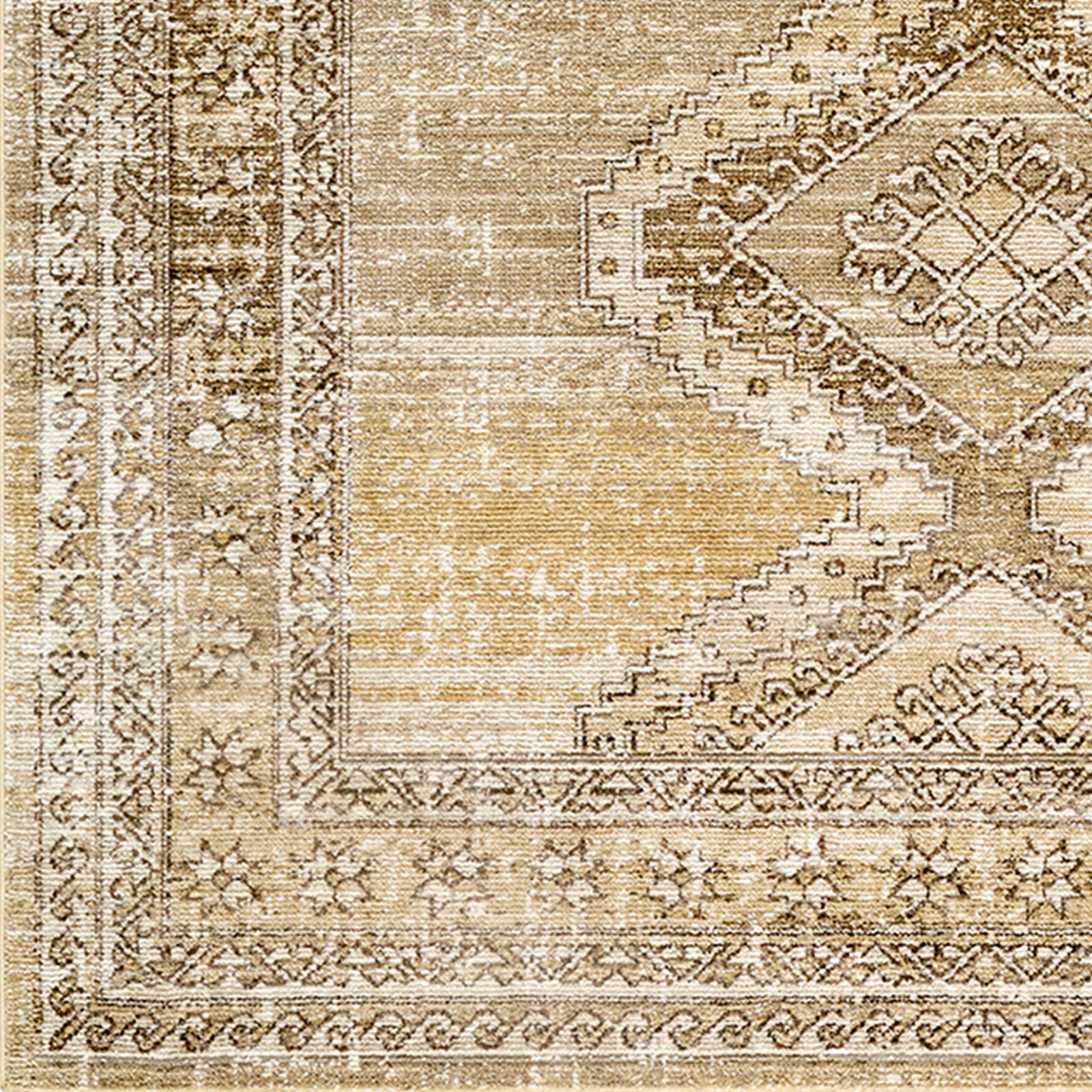 Fifth Avenue Vintage Traditional Boho Fringe Brown & Light Grey & Tan Polypropylene & Polyester Rug 152x225cm - colour swatch