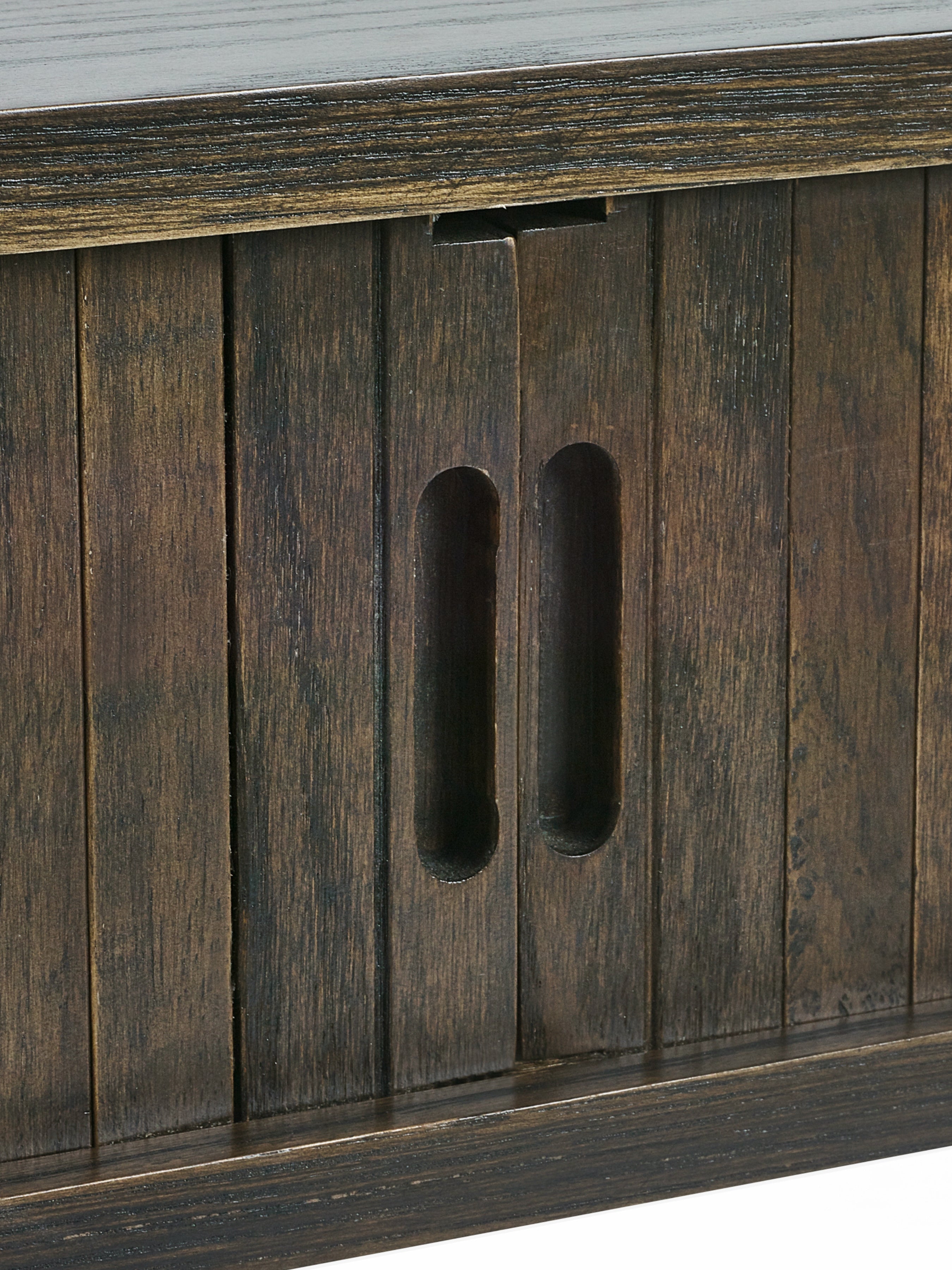 Pedra Dark Oak Wood Slatted Console Table