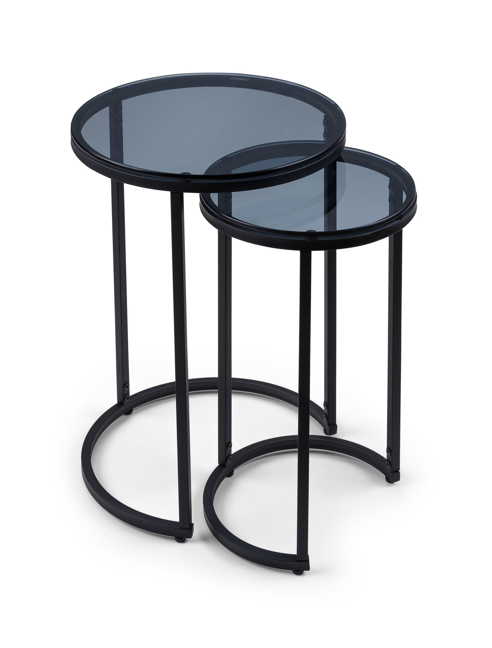 Mayfair Smoked Glass Round Nesting Side Tables